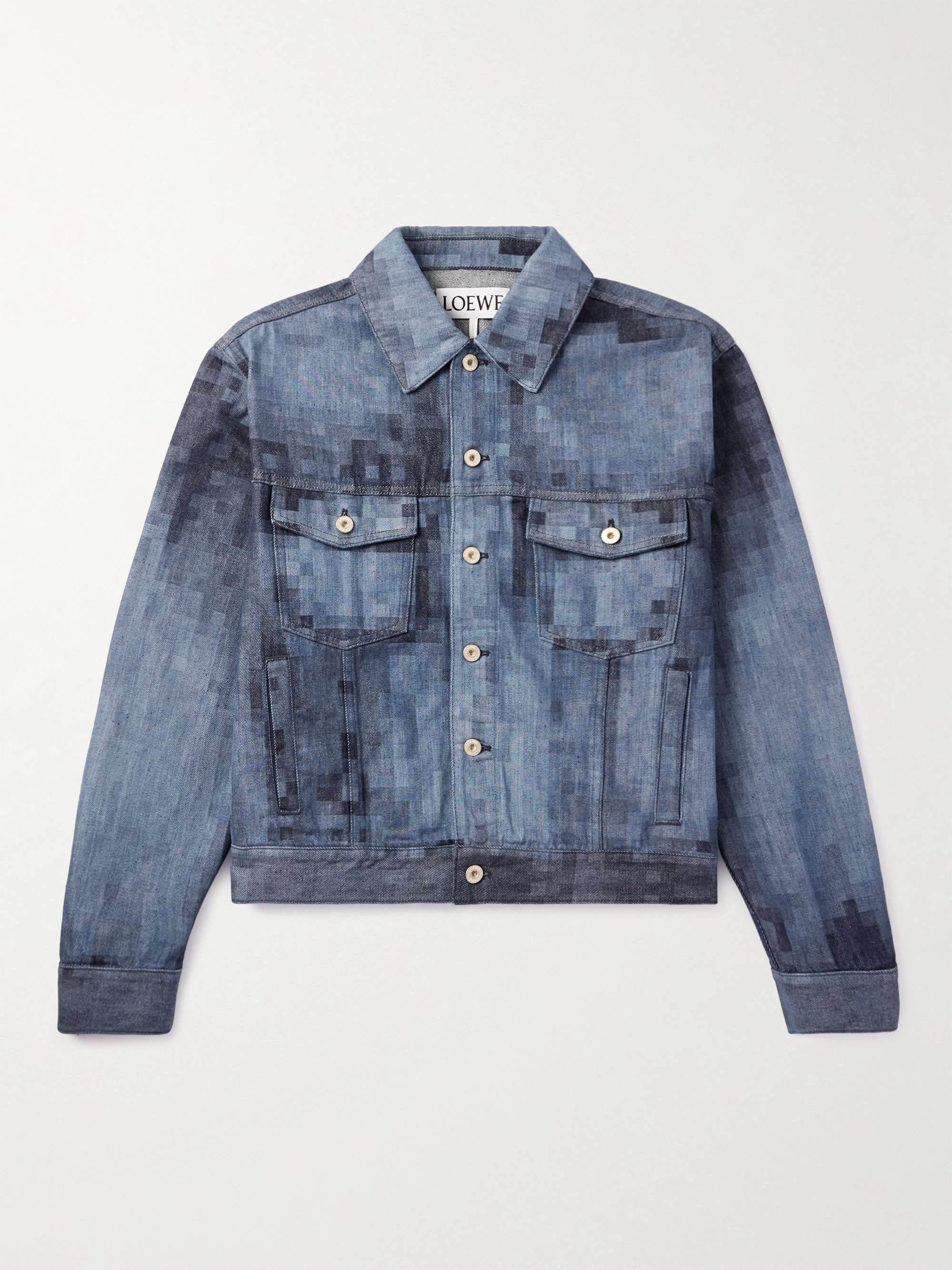 LOEWE Pixelated Printed Denim Jacket for Men | MR PORTER