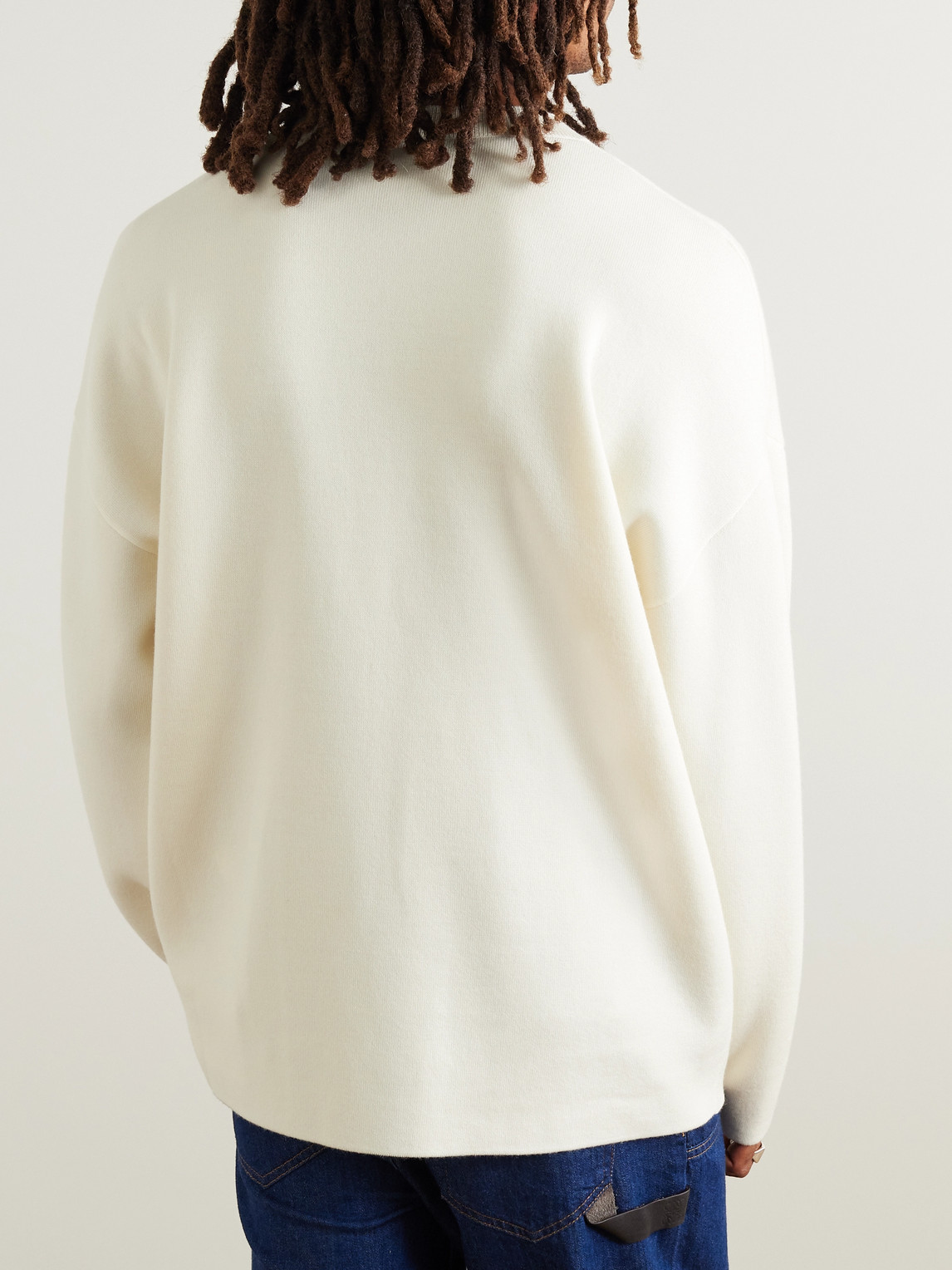 Shop Loewe Logo-debossed Wool-blend Sweater In Neutrals