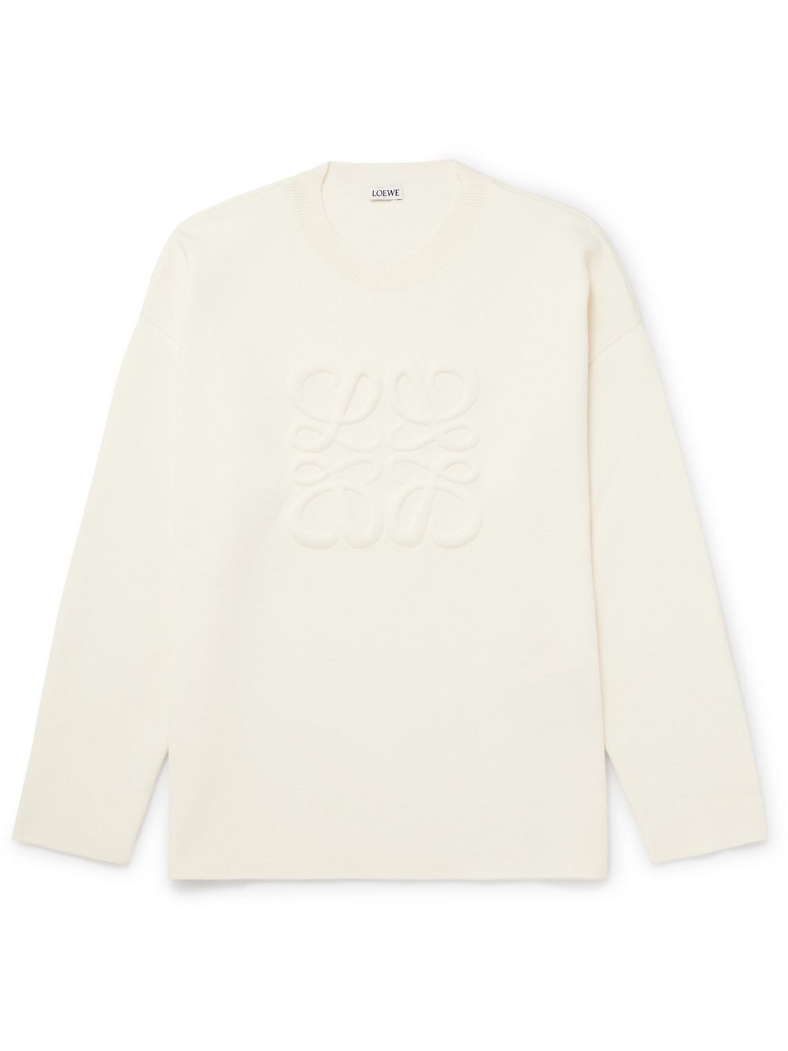 Loewe Logo-debossed Wool-blend Jumper In Neutrals