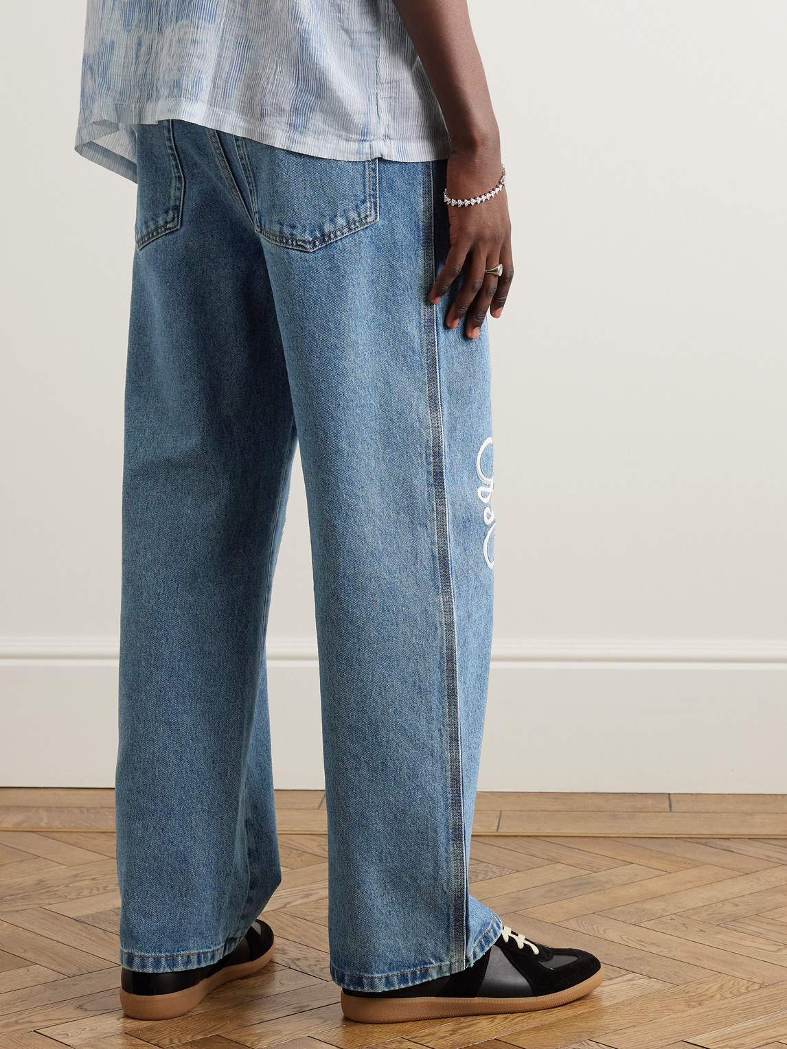 LOEWE Wide-Leg Logo-Embroidered Jeans Smart Closet