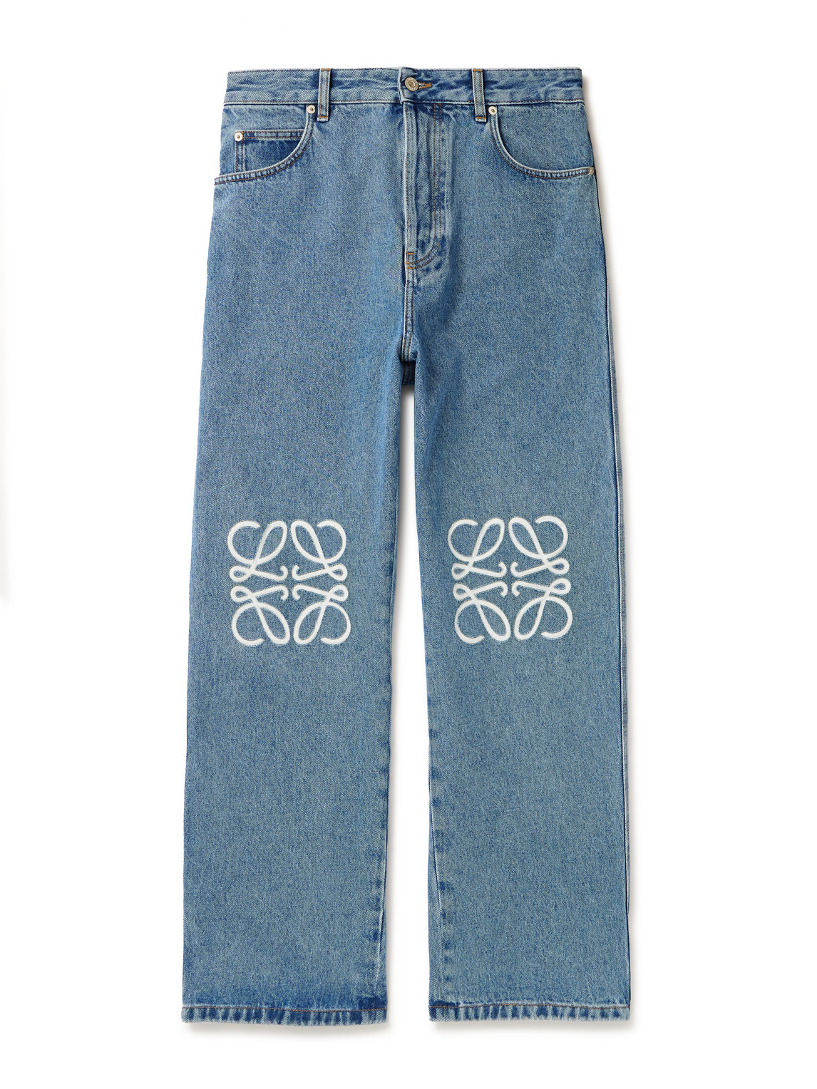 LOEWE WIDE-LEG LOGO-EMBROIDERED JEANS