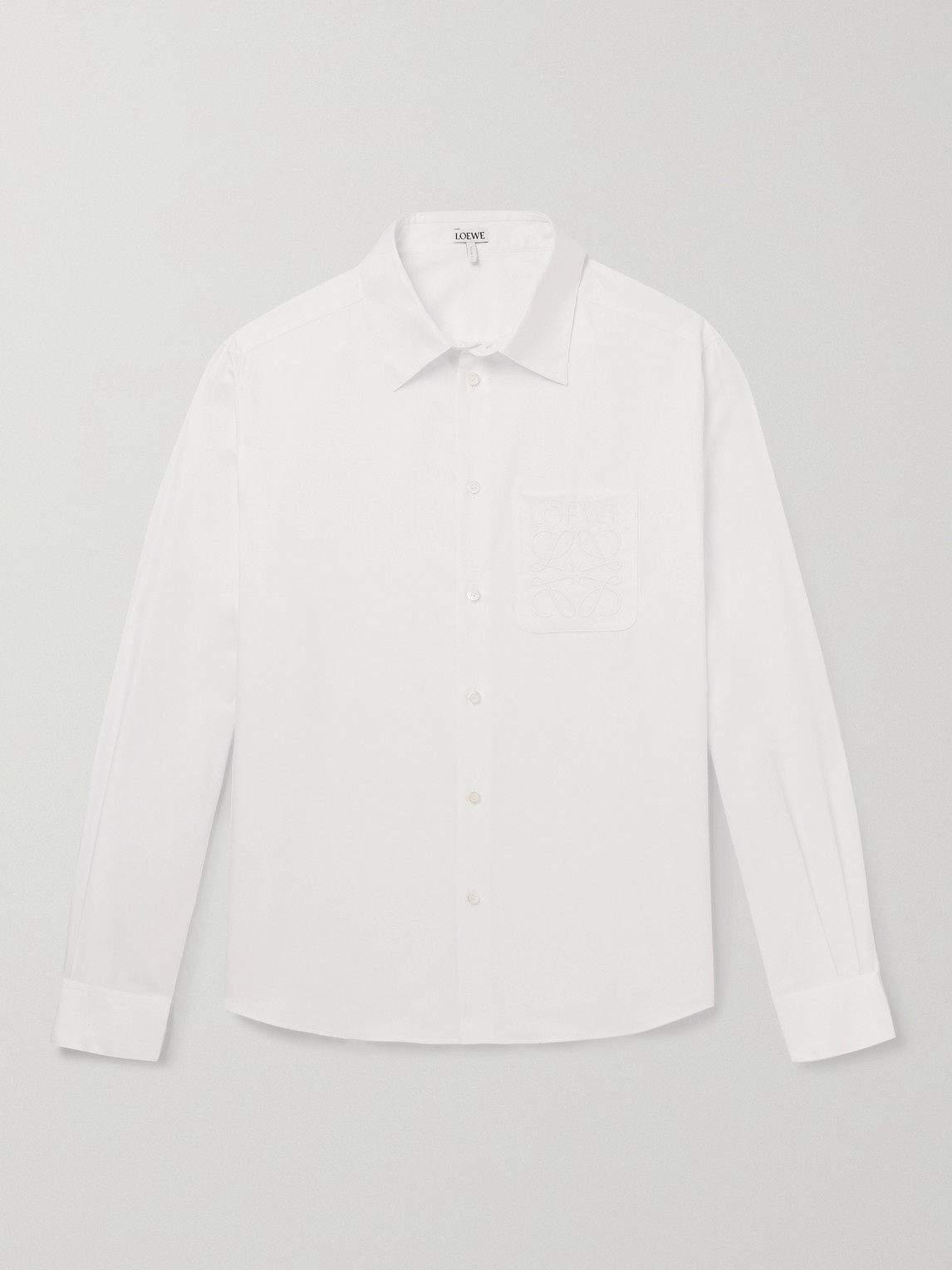 Loewe Logo-embroidered Cotton-twill Shirt In White