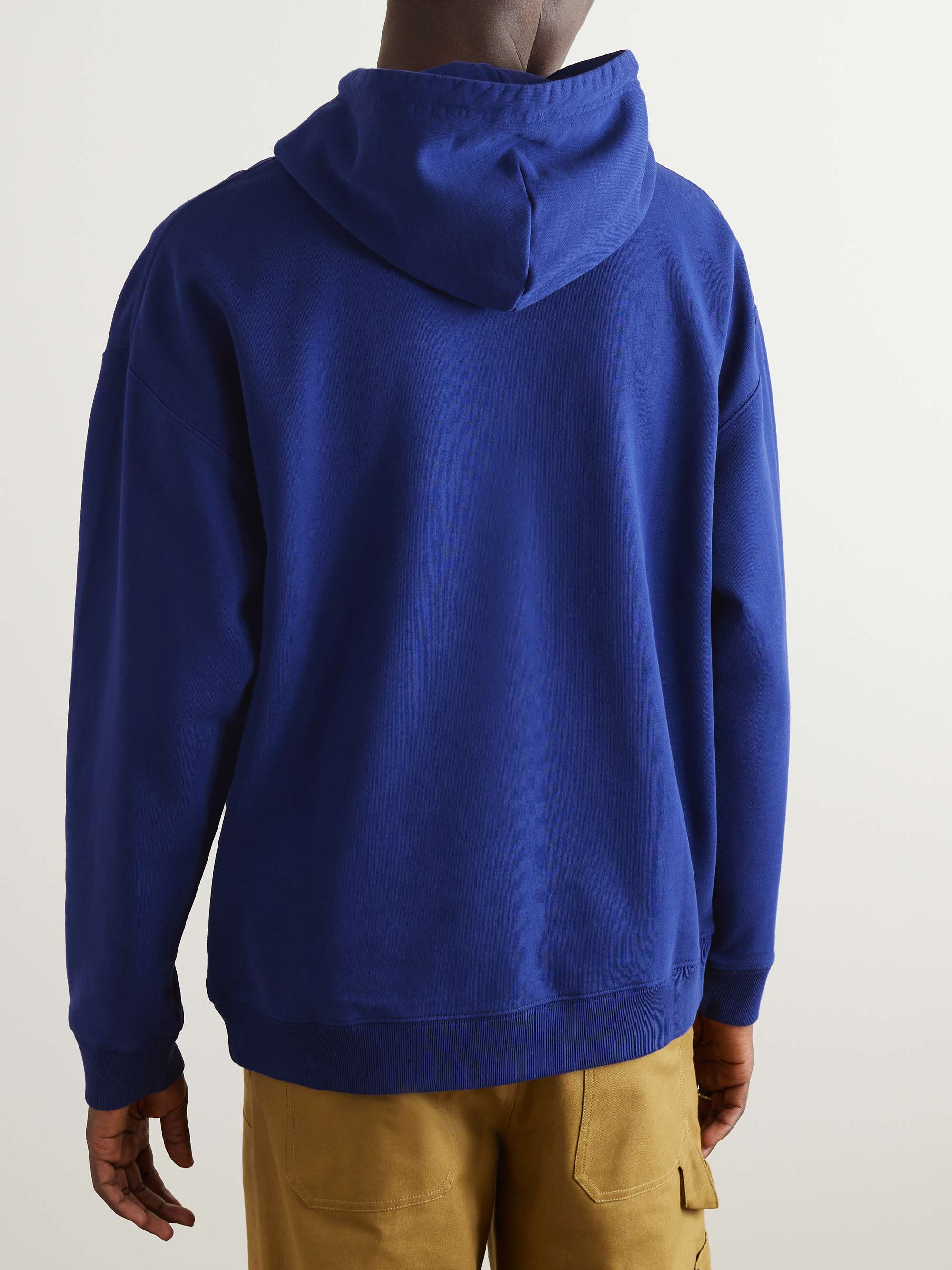 LOEWE Logo-Debossed Leather-Trimmed Cotton-Jersey Hoodie for Men | MR ...