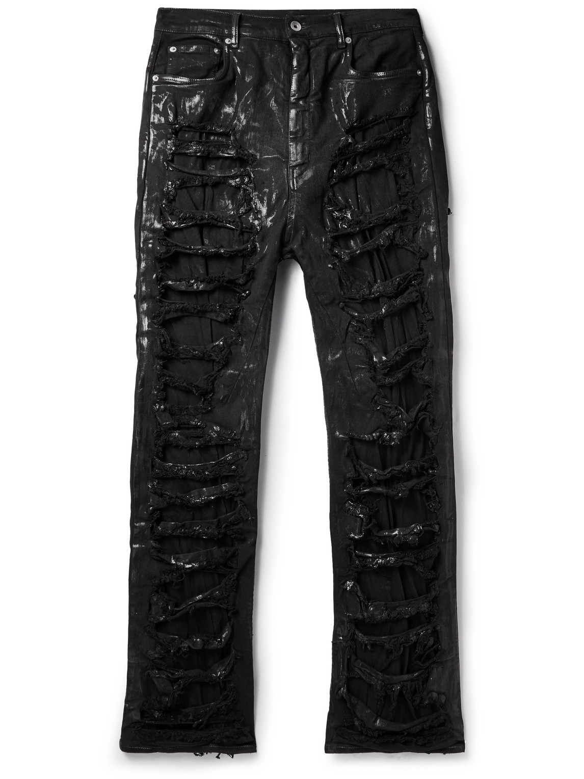 Geth Slim-Fit Straight-Leg Distressed Metallic Jeans
