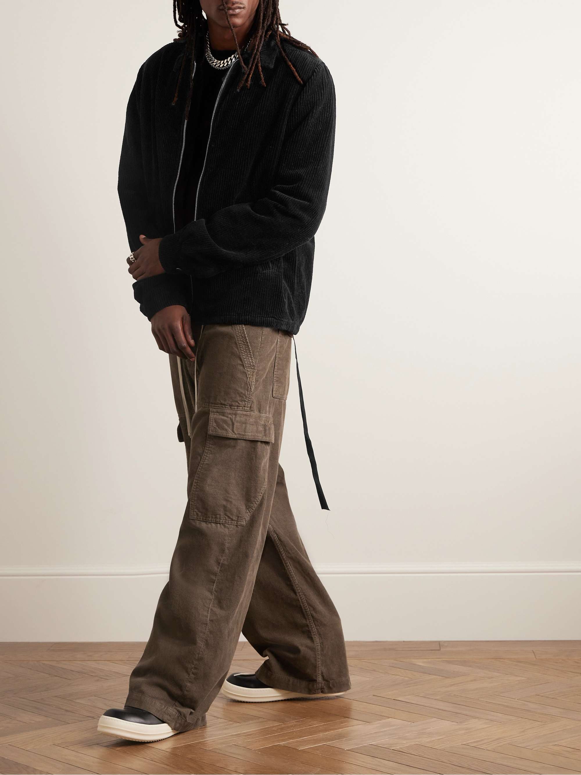 DRKSHDW BY RICK OWENS Wide-Leg Cotton-Corduroy Cargo Trousers for