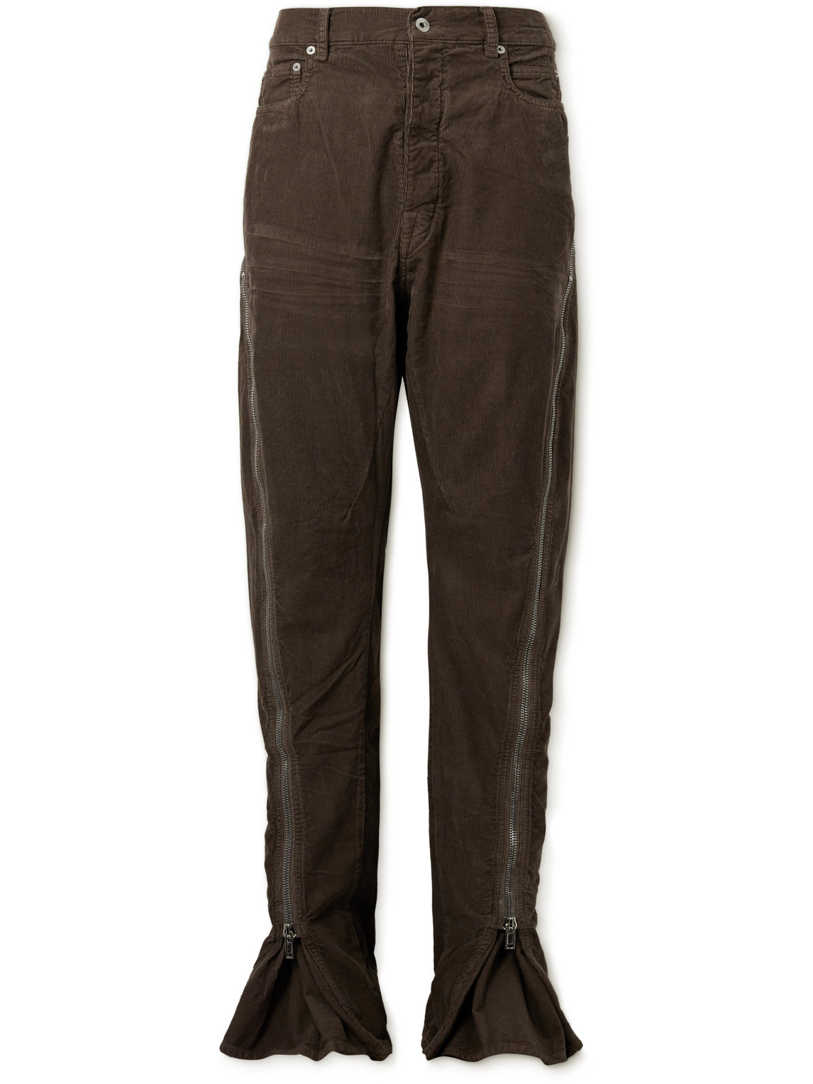 Bolan Banana Slim-Fit Flared Zip-Embellished Cotton-Corduroy Trousers