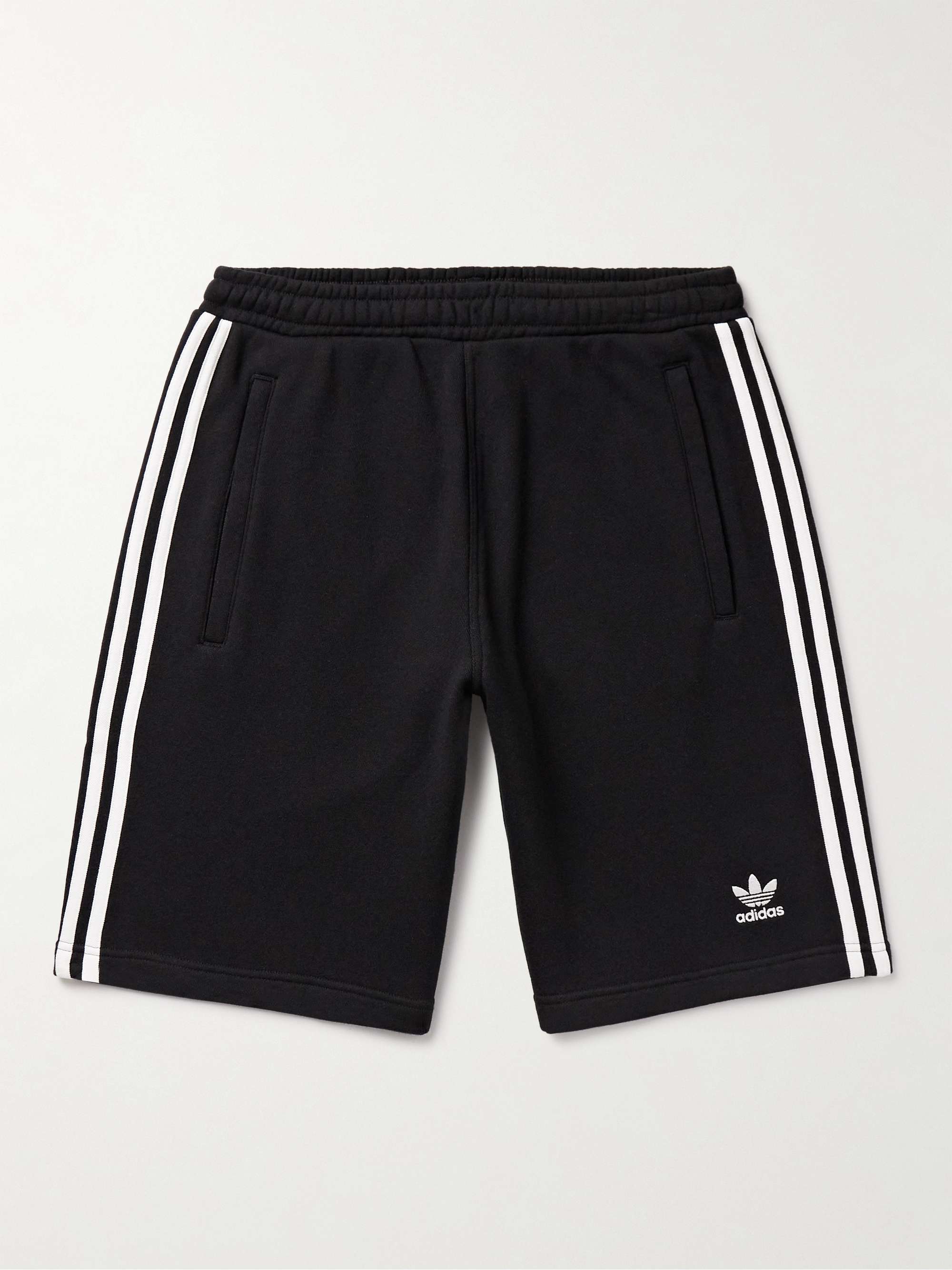 ADIDAS ORIGINALS Straight-Leg Logo-Embroidered Striped Cotton-Jersey  Drawstring Shorts for Men | MR PORTER