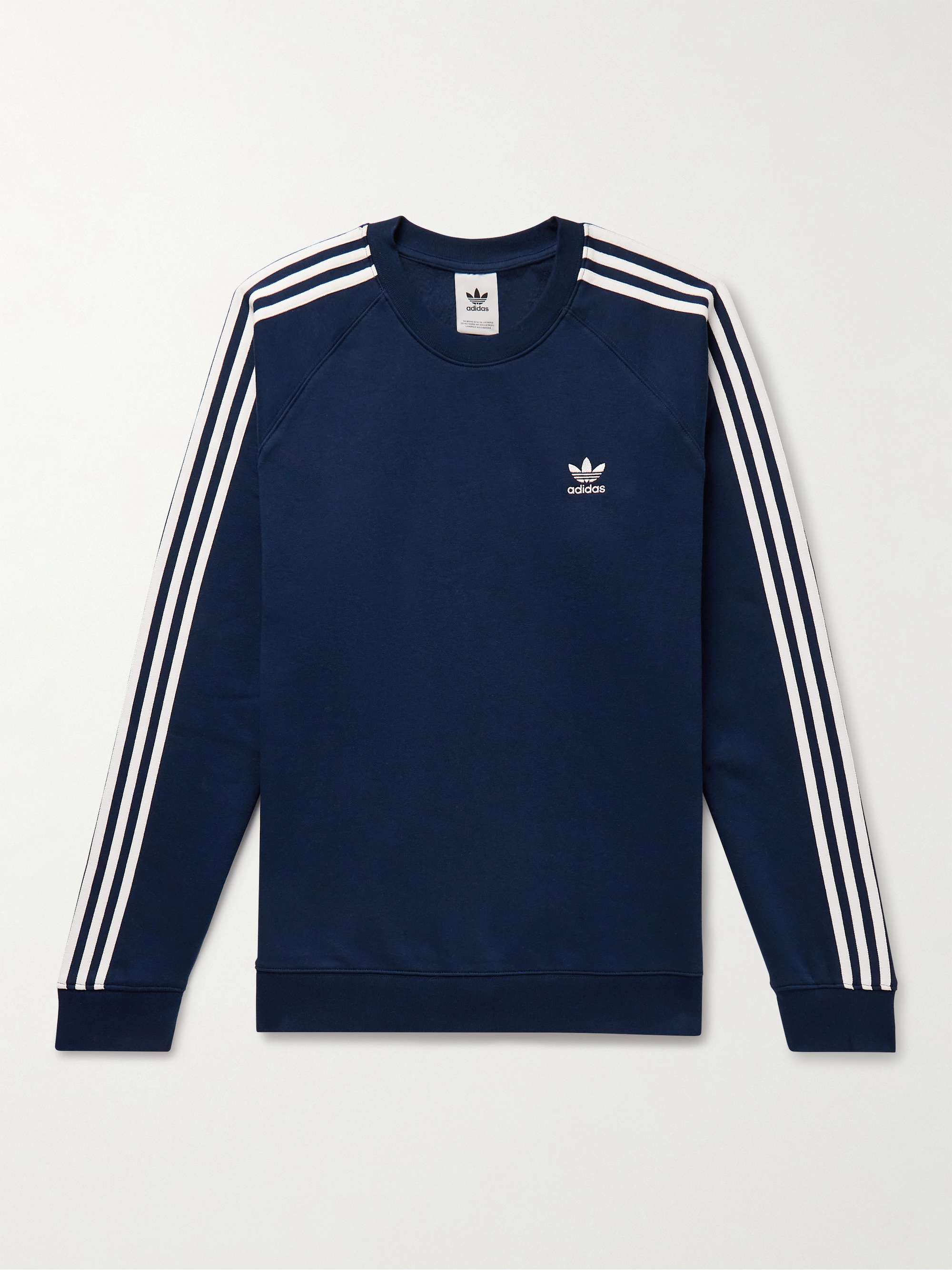 ADIDAS ORIGINALS Logo-Embroidered Striped Cotton-Blend Jersey ...