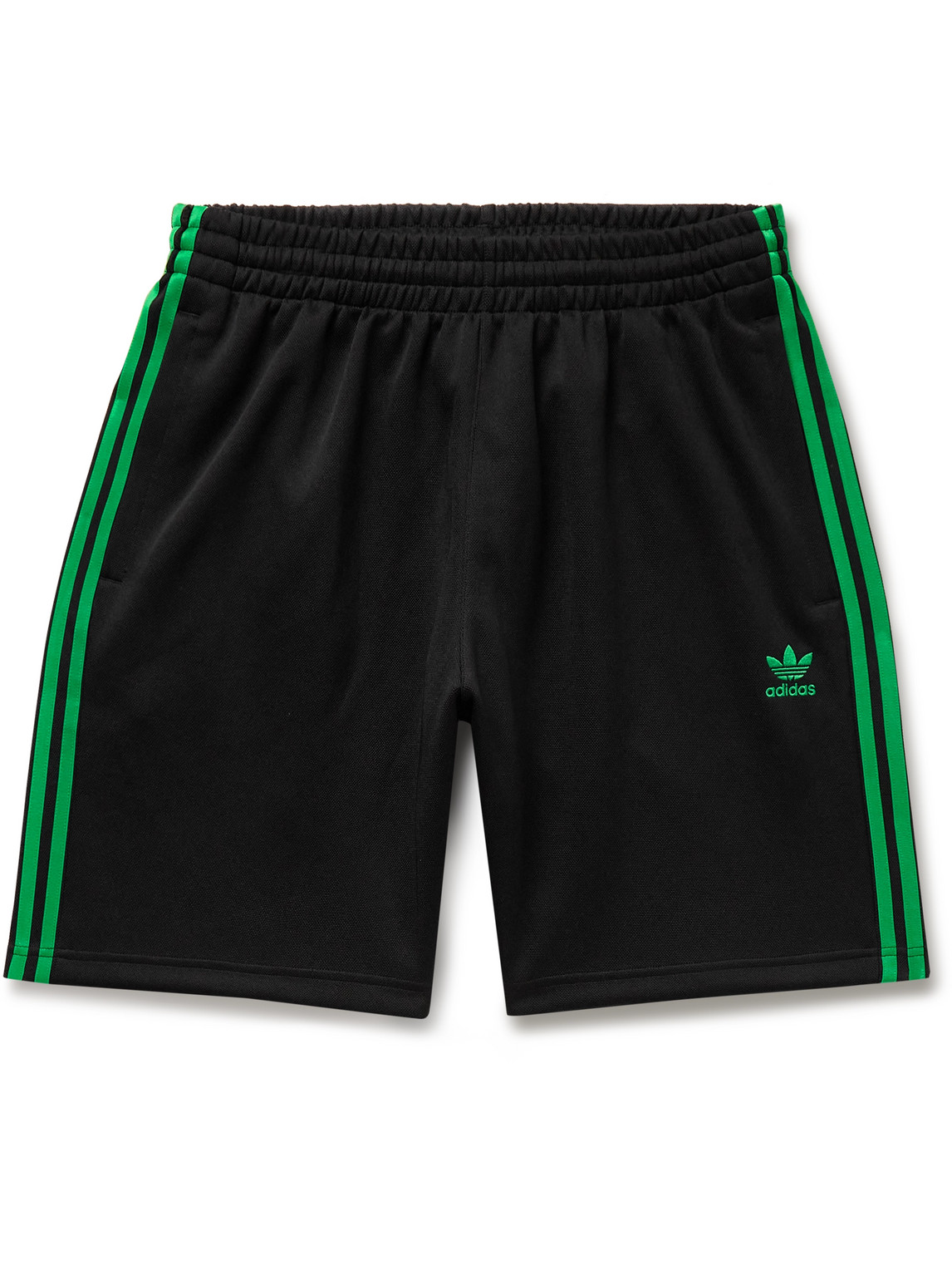 Adidas Originals Wide-leg Logo-embroidered Striped Tech-jersey Shorts In Black