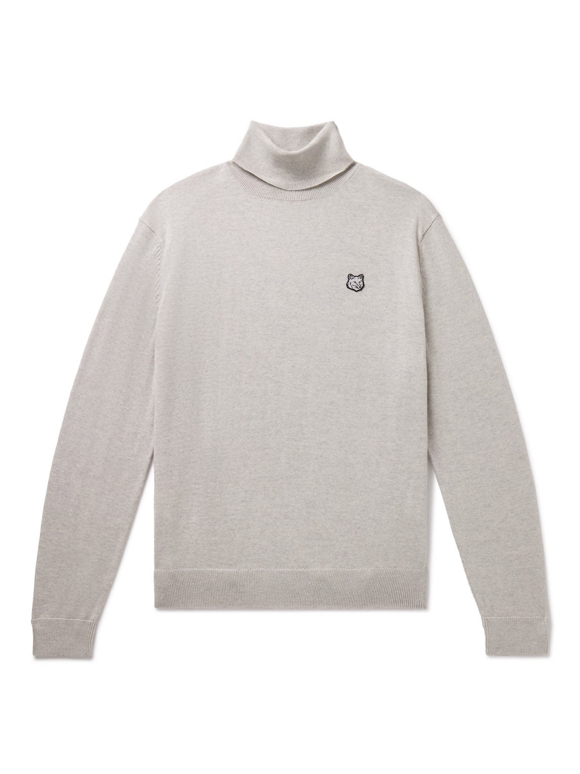 Maison Kitsuné Roll-neck Long-sleeve Wool Jumper In Gray