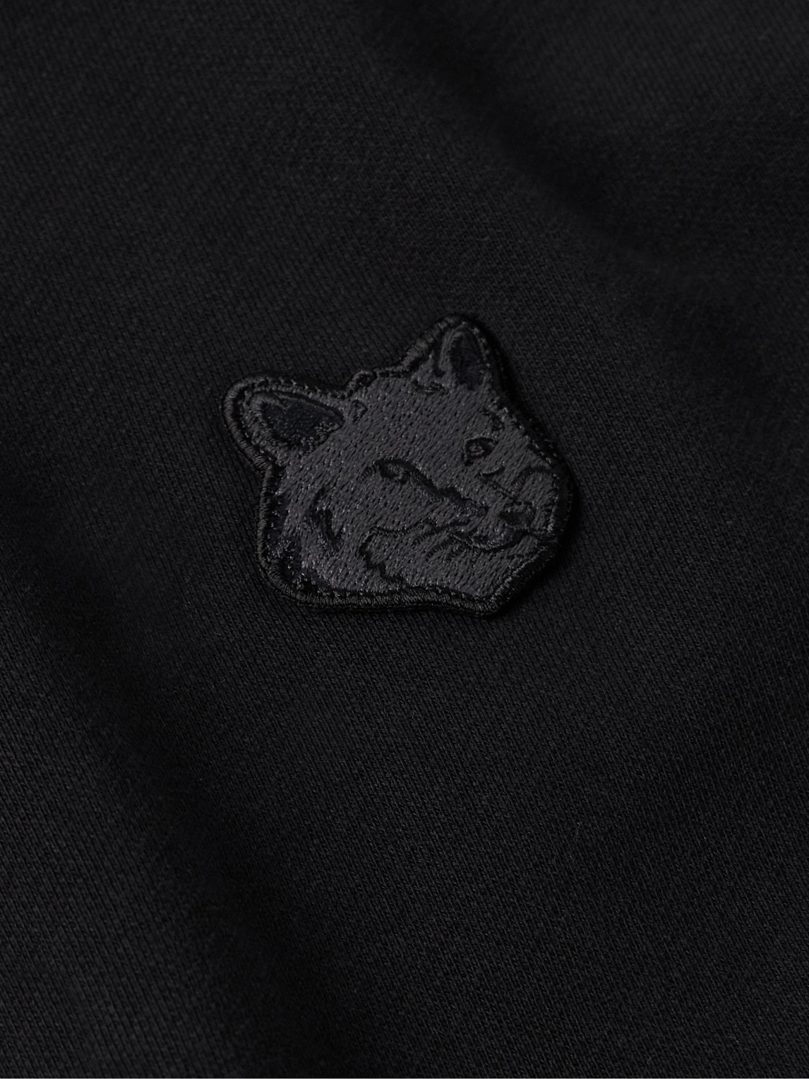 Shop Maison Kitsuné Logo-appliquéd Cotton-jersey Hoodie In Black
