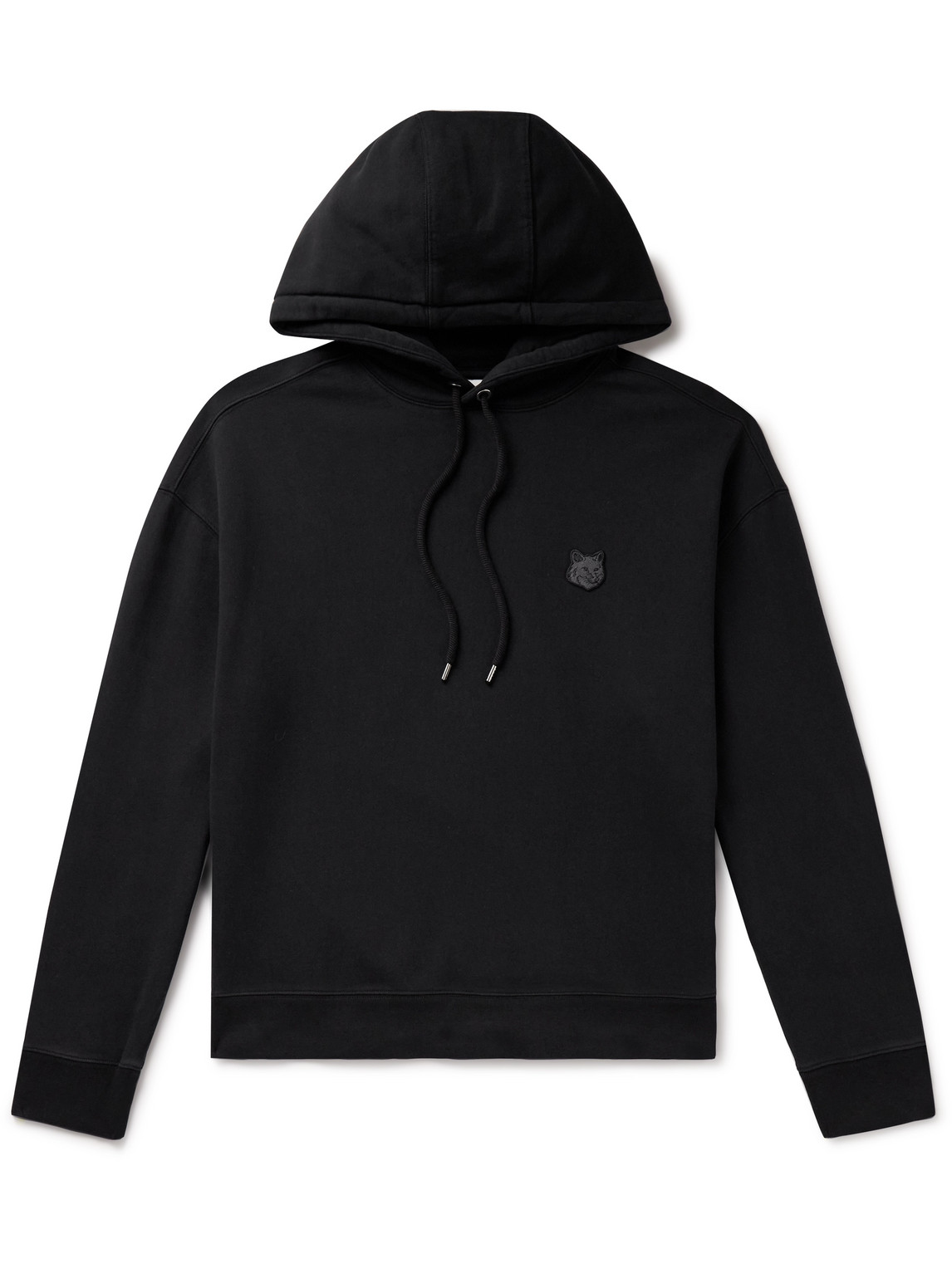Shop Maison Kitsuné Logo-appliquéd Cotton-jersey Hoodie In Black