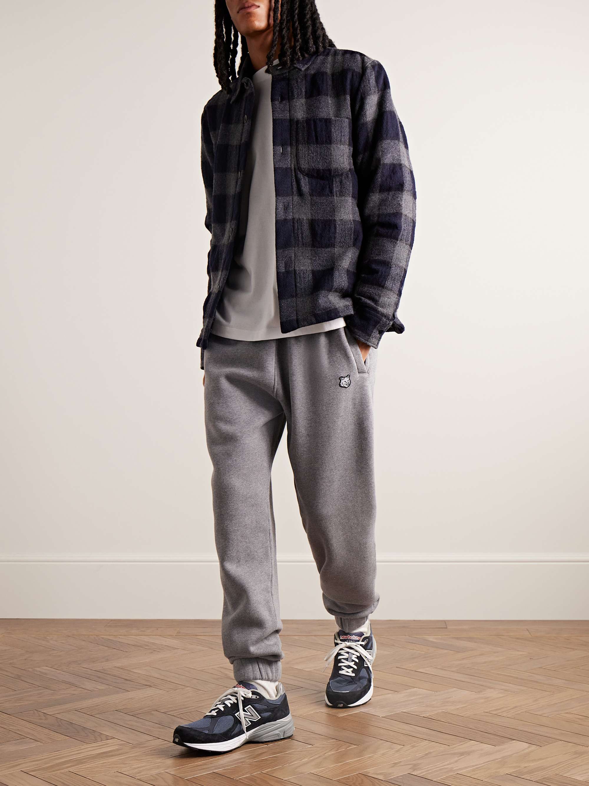 MAISON KITSUNÉ Tapered Logo-Appliquéd Cotton-Jersey Sweatpants for Men ...