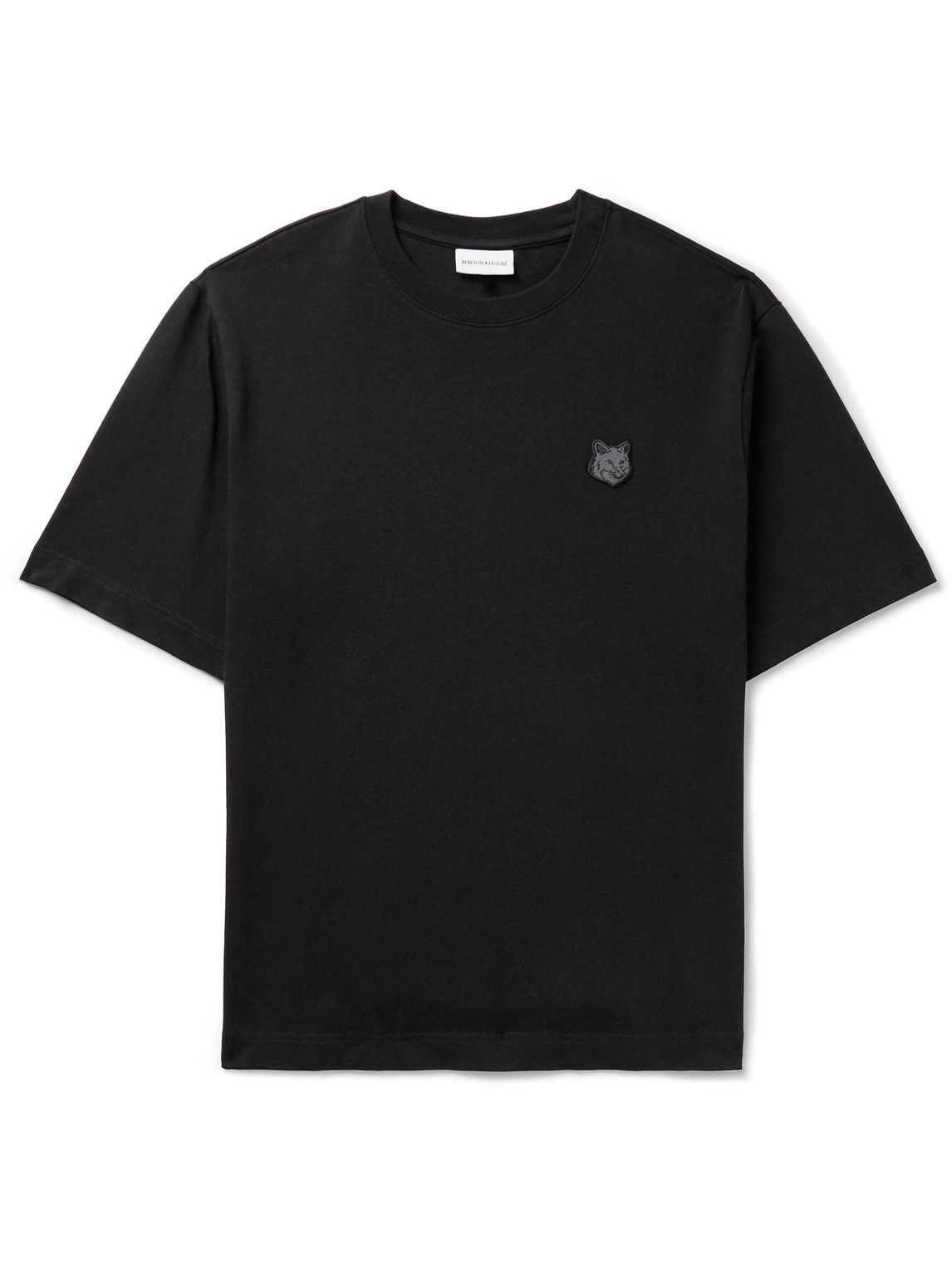 Maison Kitsuné Logo-appliquéd Cotton-jersey T-shirt In Black