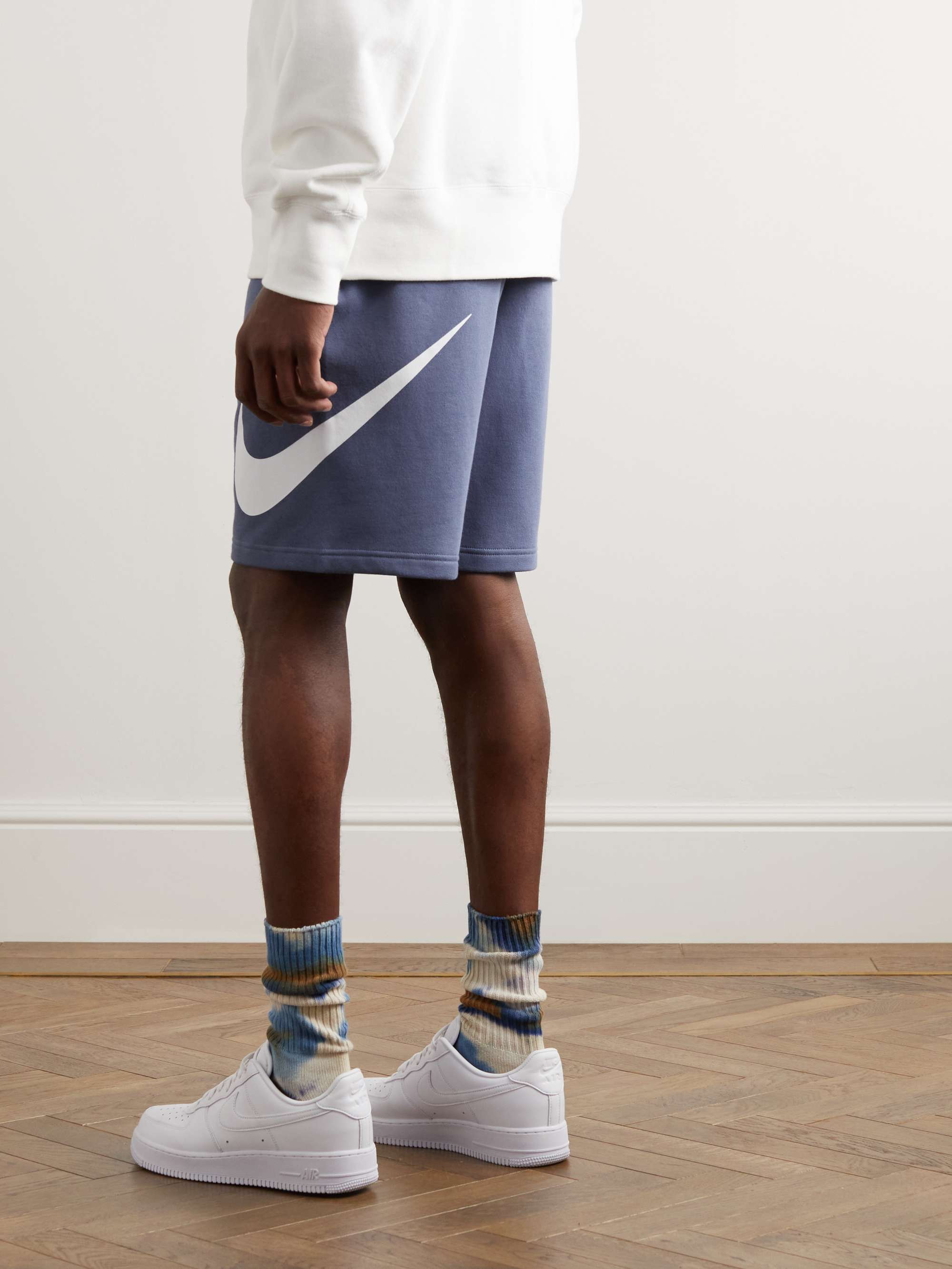 NIKE NSW Straight-Leg Logo-Print Cotton-Blend Jersey Shorts