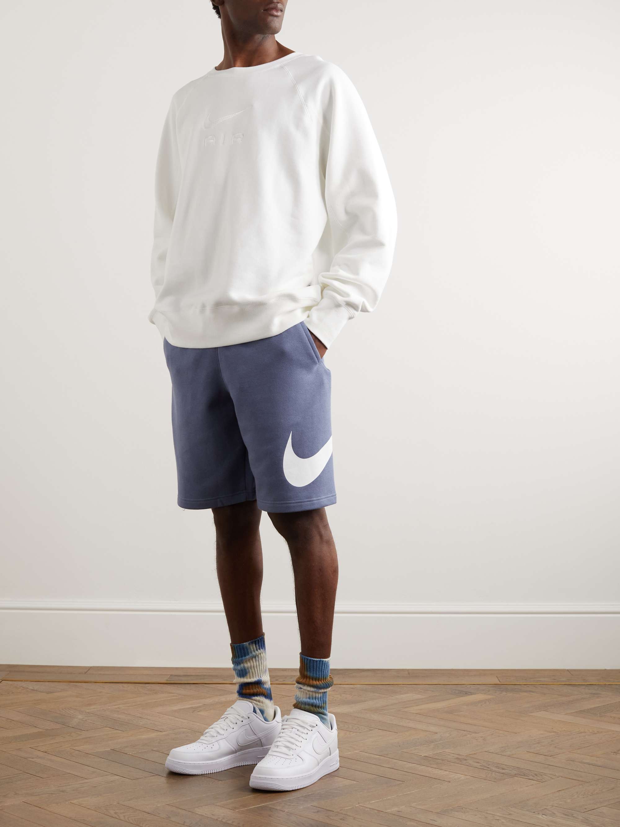 NIKE NSW Straight-Leg Logo-Print Cotton-Blend Jersey Shorts