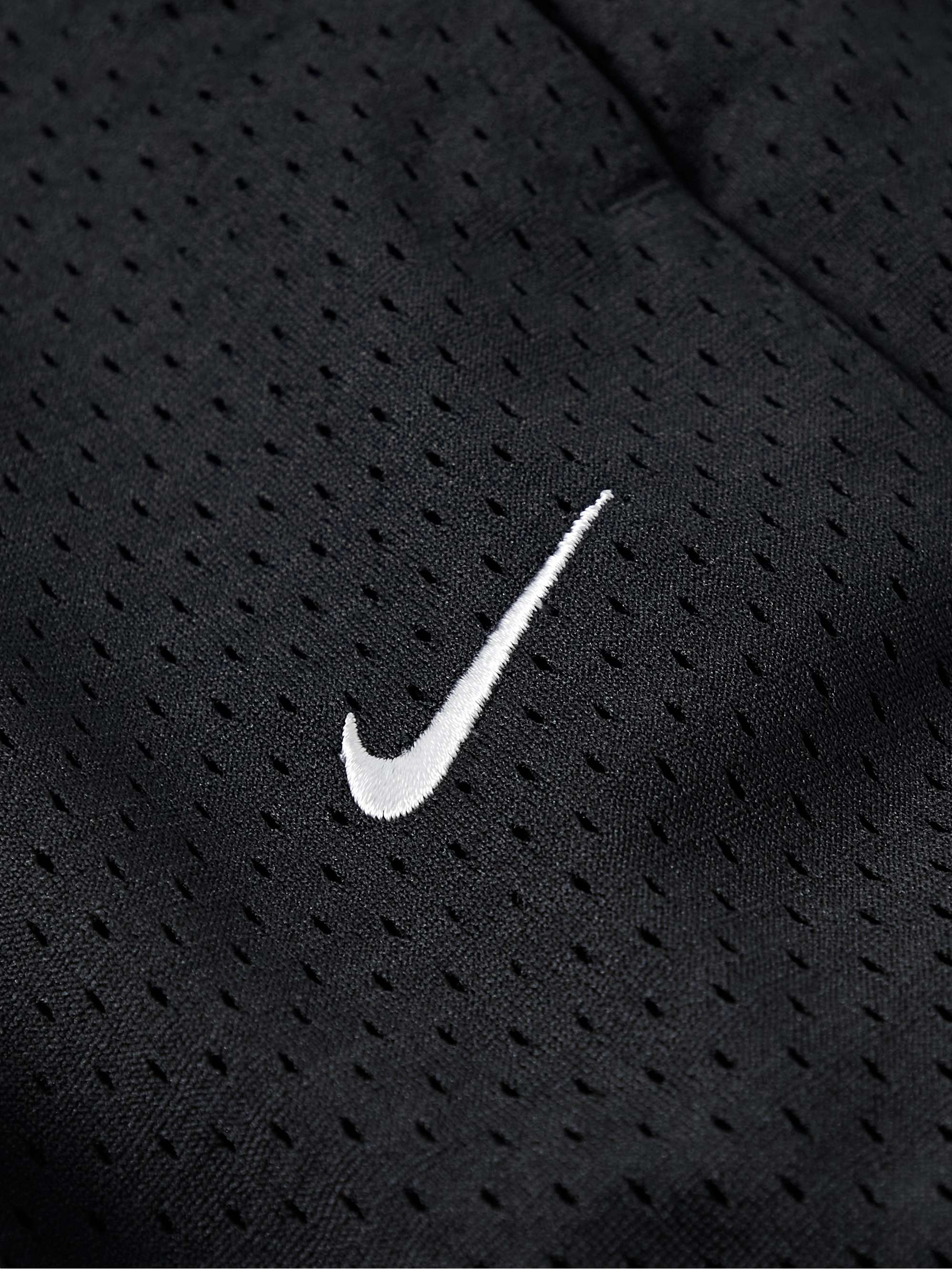 NIKE Straight-Leg Logo-Embroidered Mesh Drawstring Shorts for Men | MR ...