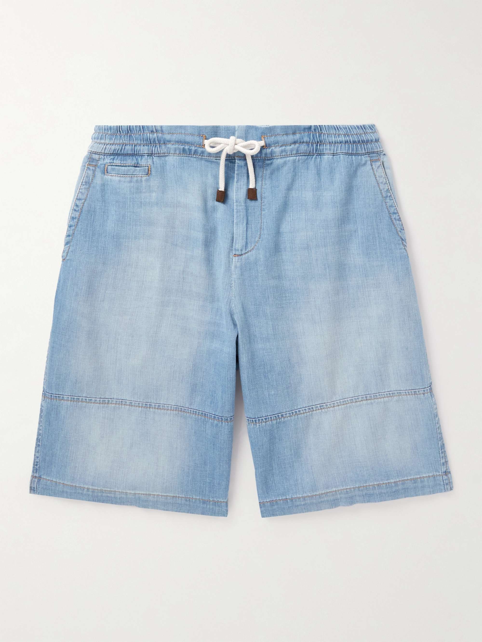 BRUNELLO CUCINELLI Straight-Leg Cotton-Chambray Drawstring Shorts for ...