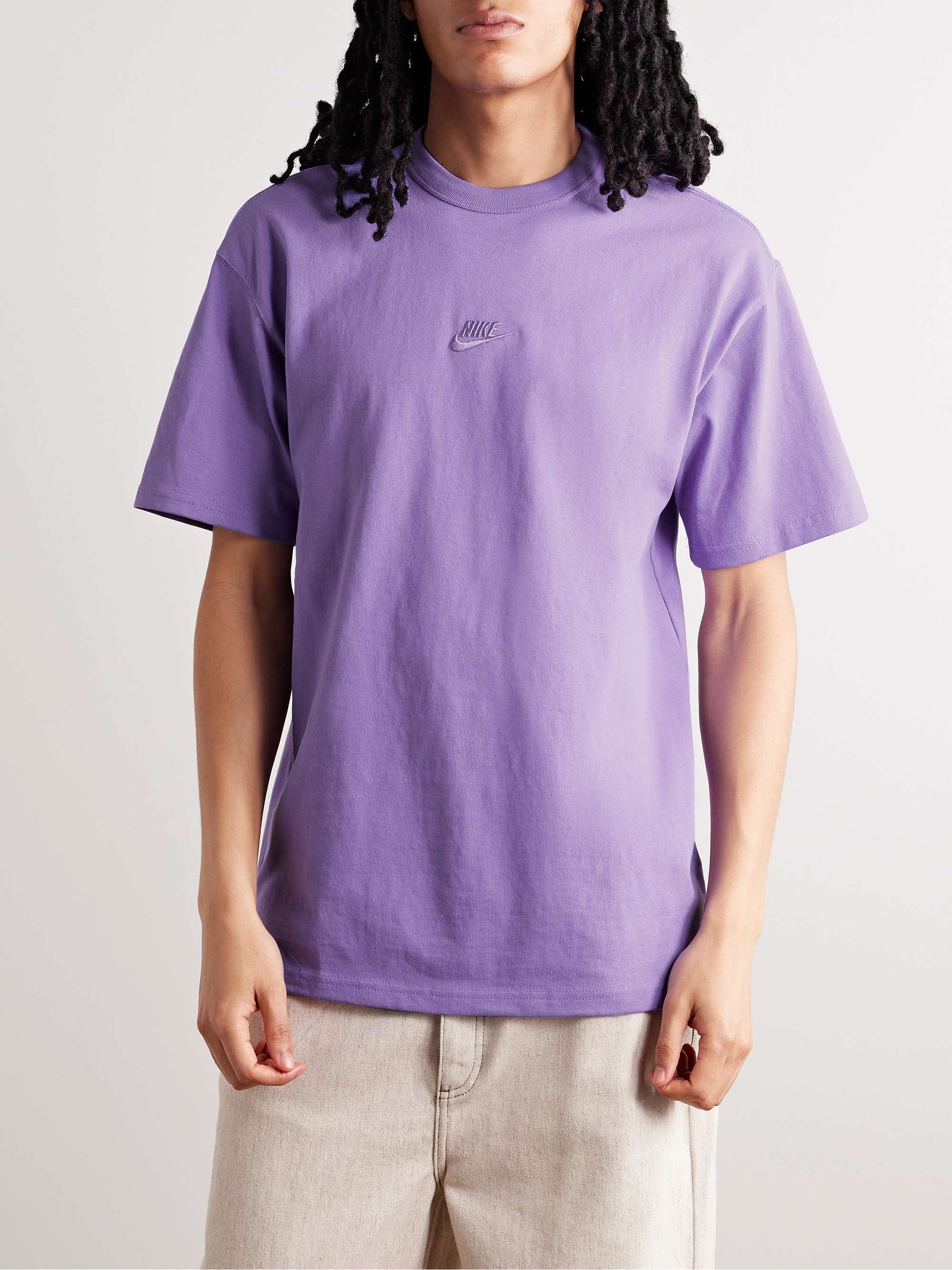 NIKE Sportswear Premium Essentials Logo-Embroidered Cotton-Jersey T-Shirt