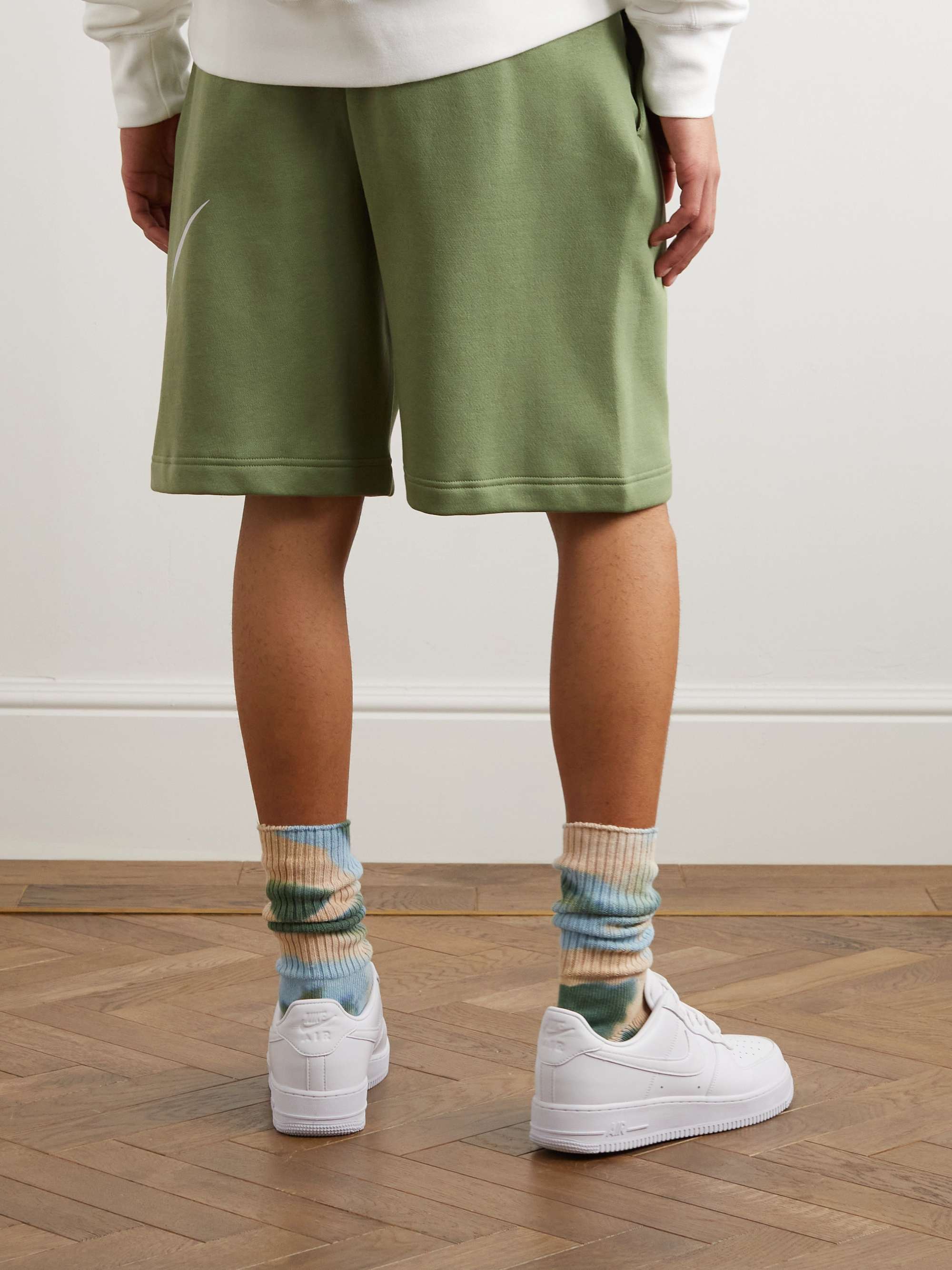 NIKE NSW Straight-Leg Logo-Print Cotton-Blend Jersey Shorts