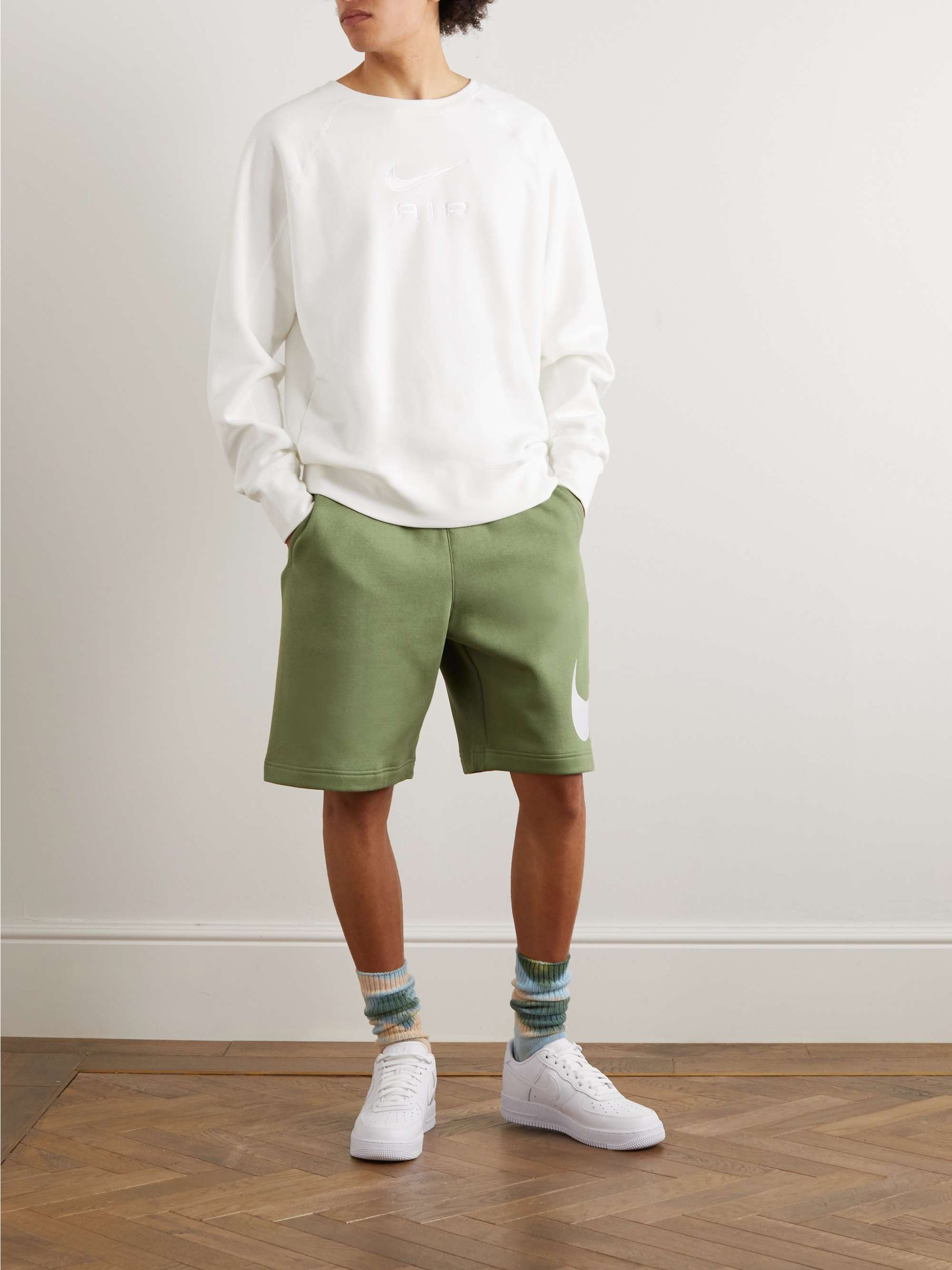 NIKE NSW Straight-Leg Logo-Print Cotton-Blend Jersey Shorts