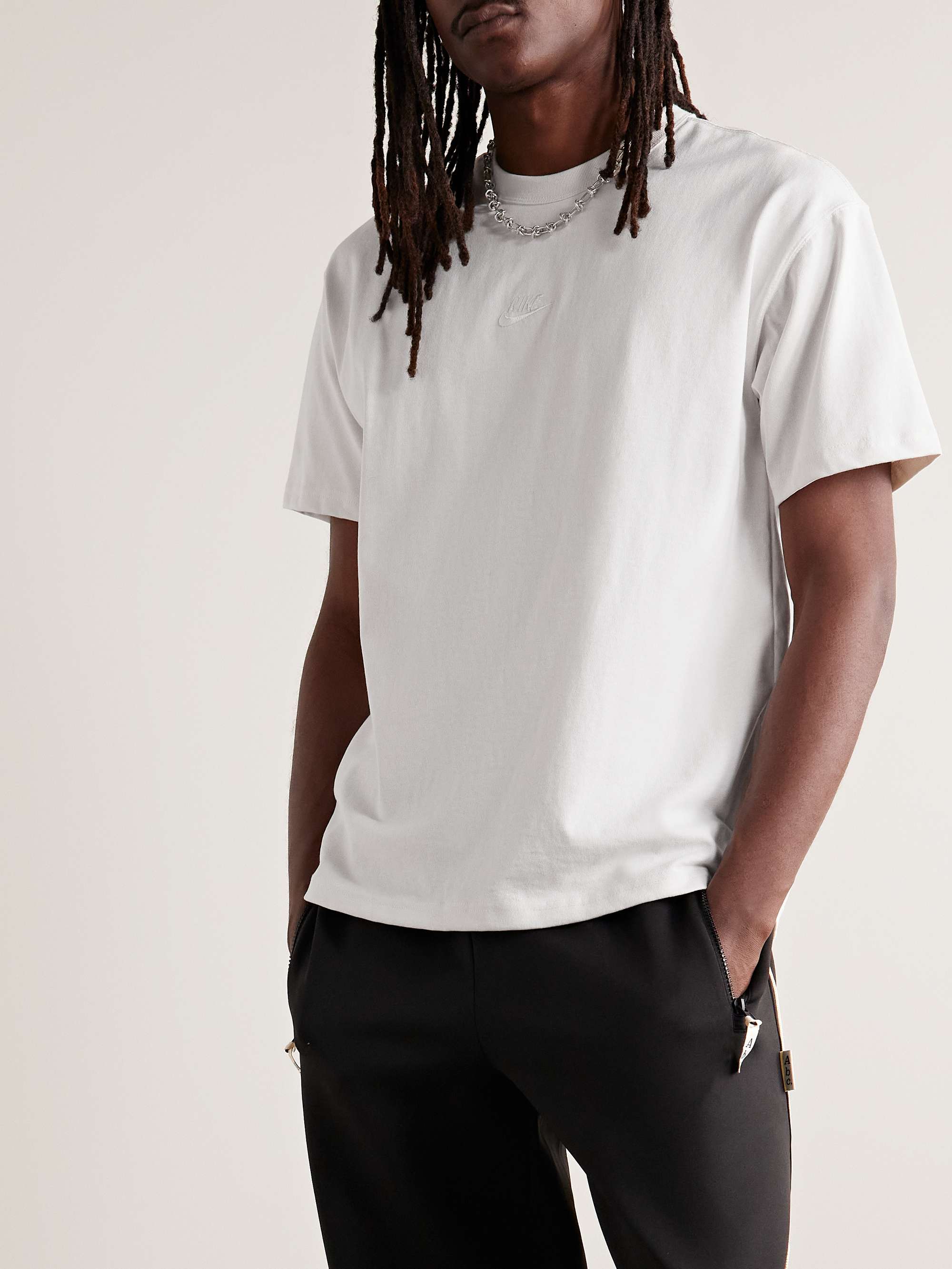NIKE Sportswear Premium Essentials Logo-Embroidered Cotton-Jersey T-Shirt
