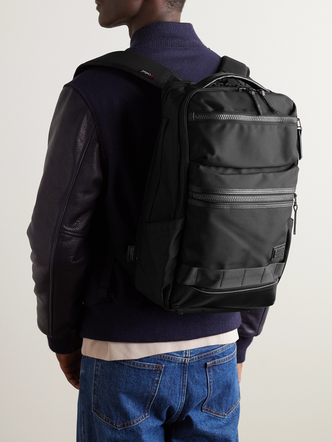 Master-piece Rise Ver.2 Leather-trimmed Mastertex-09 Backpack In Black