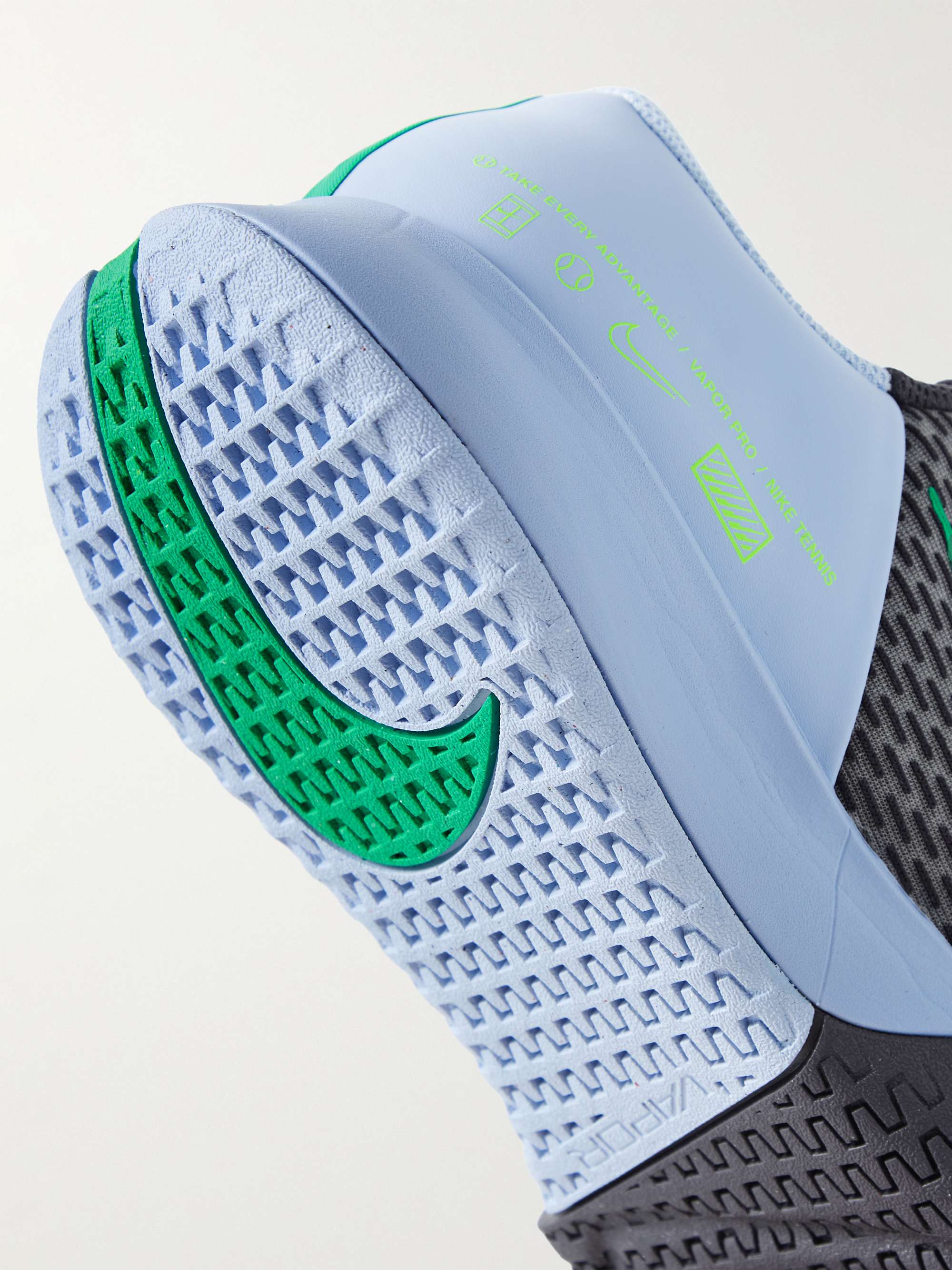 NIKE TENNIS NikeCourt Air Zoom Vapor Pro 2 Rubber-Trimmed Mesh Tennis ...