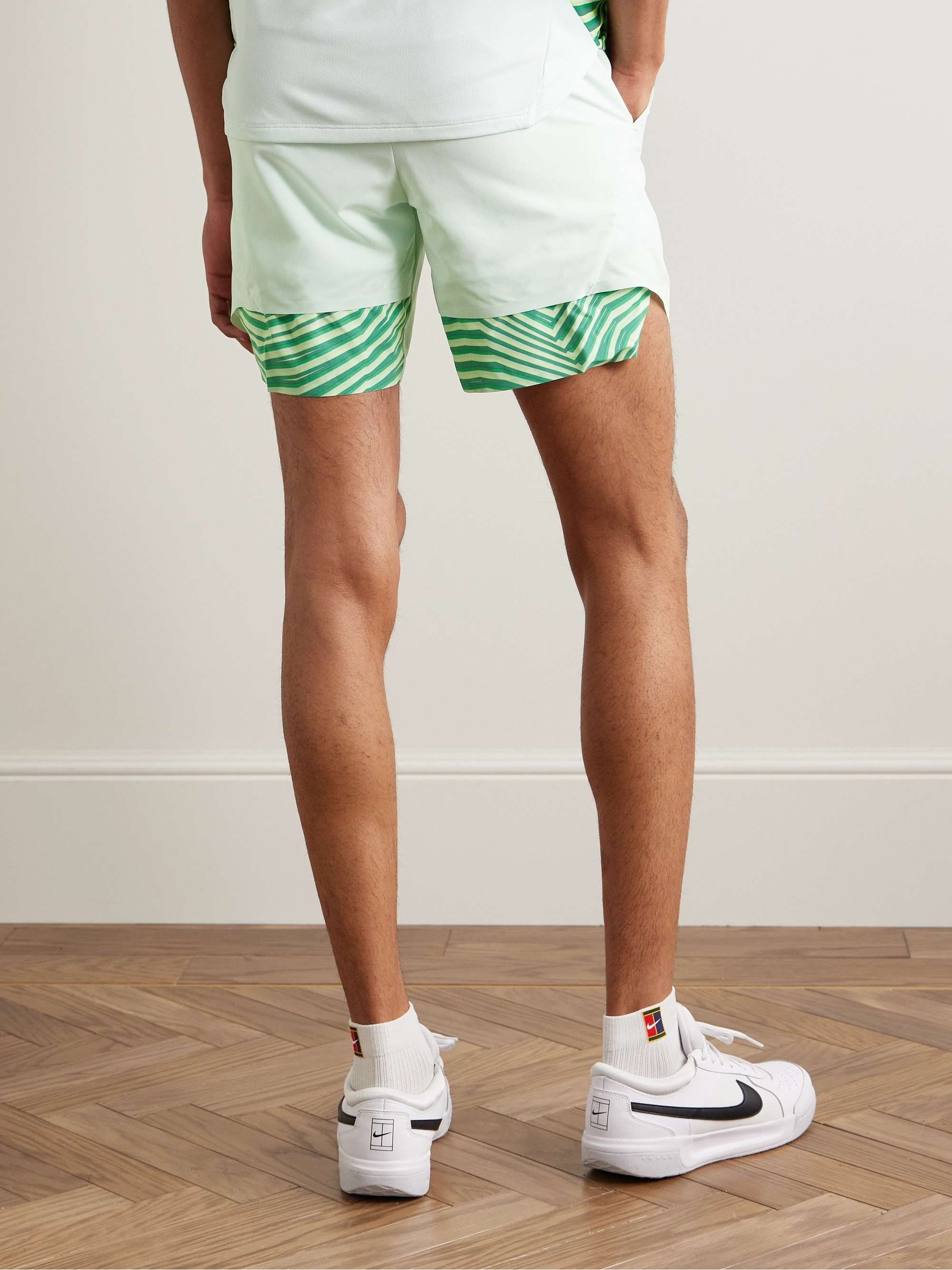 NIKE TENNIS NikeCourt Slam StraightLeg Layered Striped DriFIT Shorts