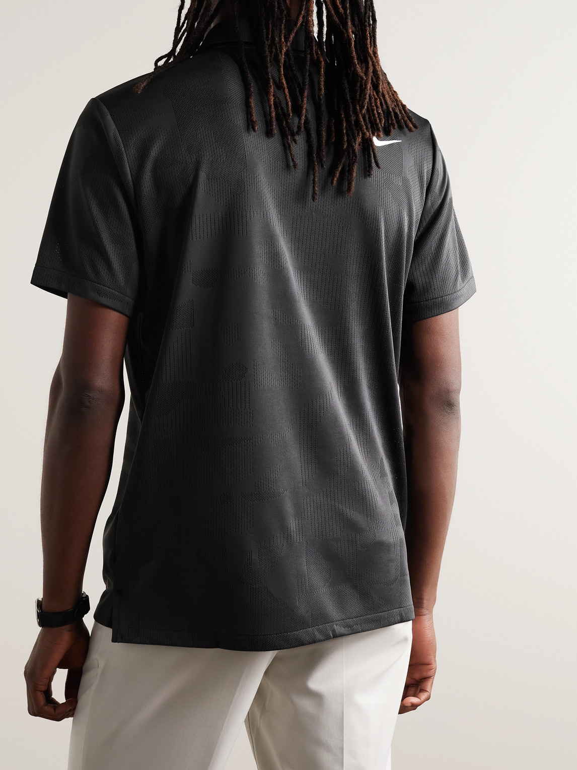 Shop Nike Tour Dri-fit Jacquard Golf Polo Shirt In Black