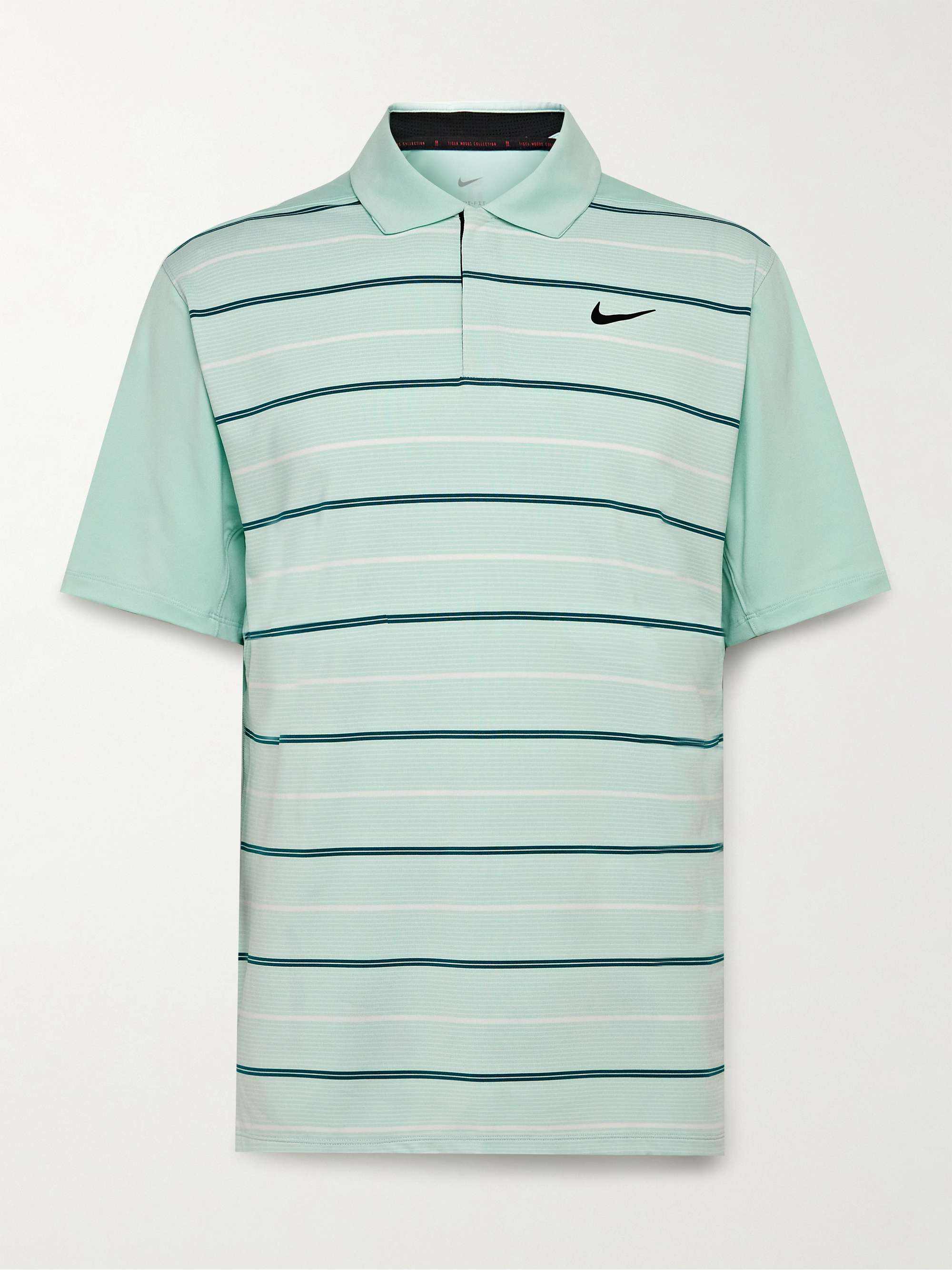 NIKE GOLF + Tiger Woods Logo-Print Striped Dri-FIT Golf Shirt for Men ...