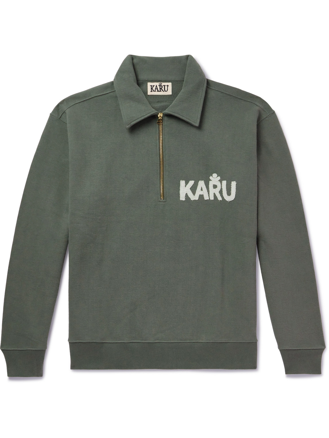 Karu Research Kantha-logo Cotton-jersey Sweatshirt In Green