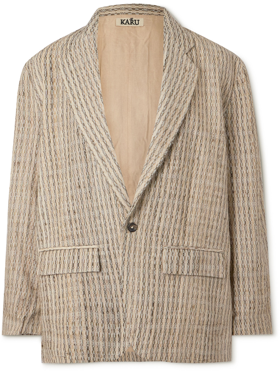 Karu Research Striped Wool And Silk Blazer In Neutrals