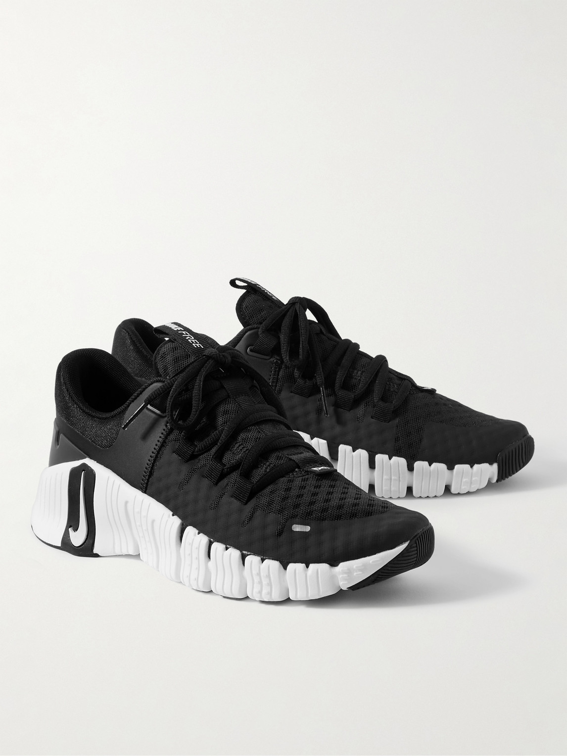 Shop Nike Free Metcon 5 Rubber-trimmed Mesh Sneakers In Black