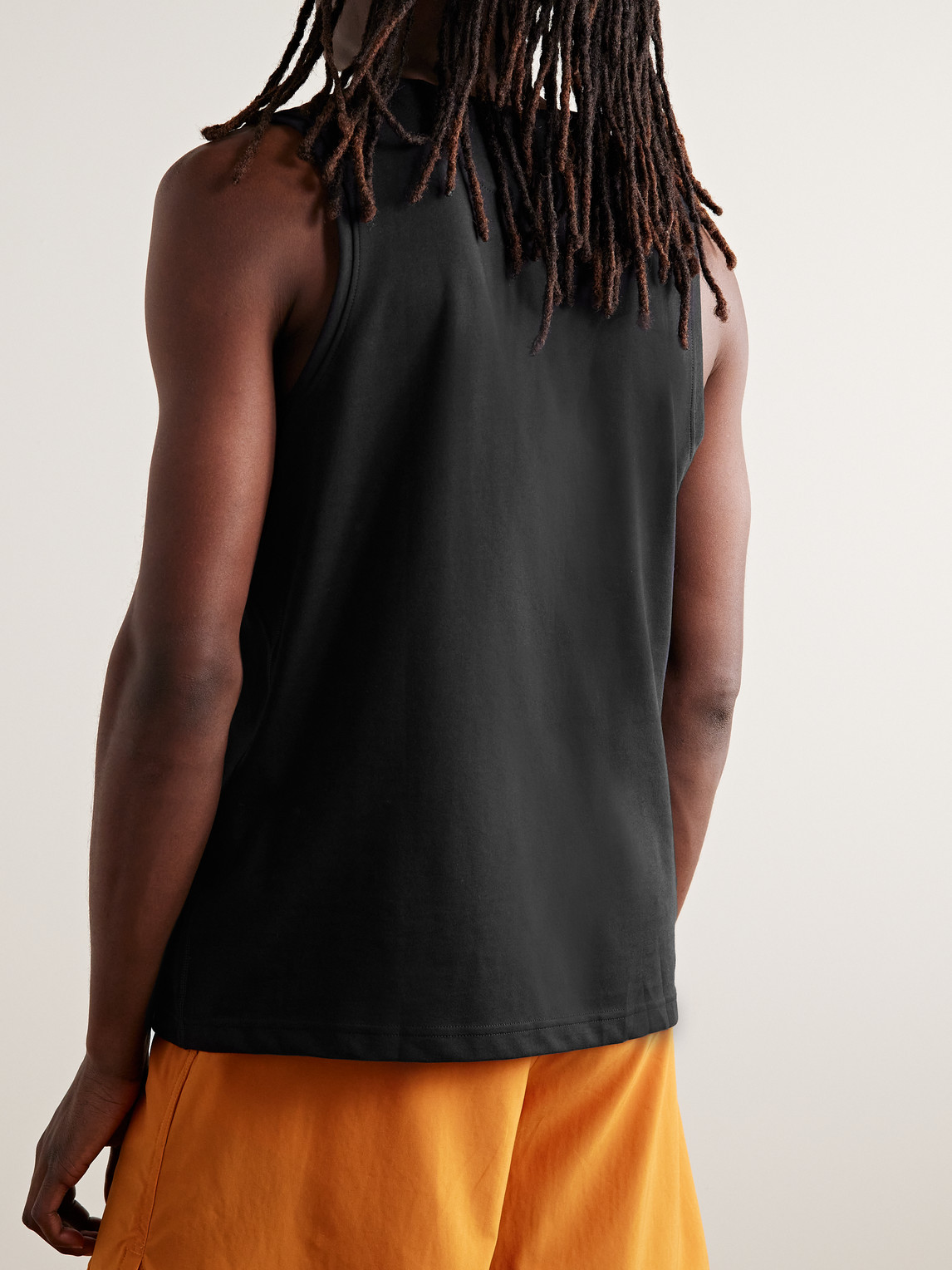 Shop Nike Primary Logo-embroidered Cotton-blend Dri-fit Tank Top In Black