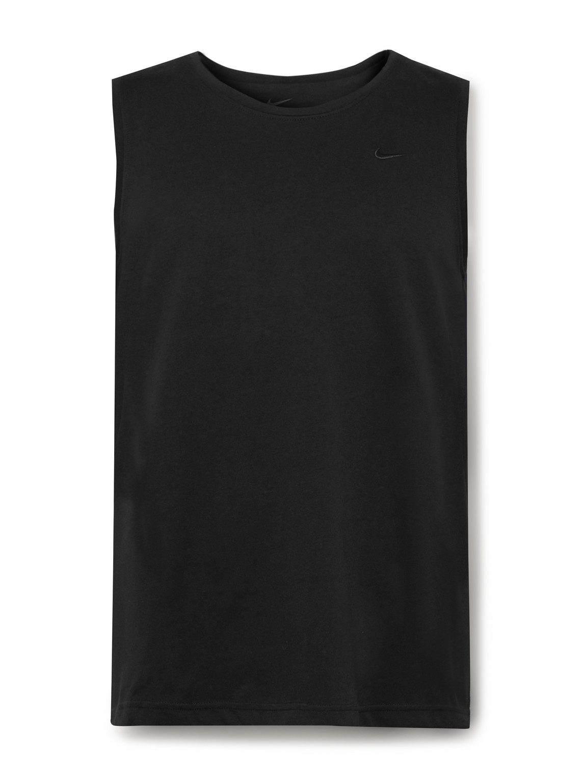 Shop Nike Primary Logo-embroidered Cotton-blend Dri-fit Tank Top In Black