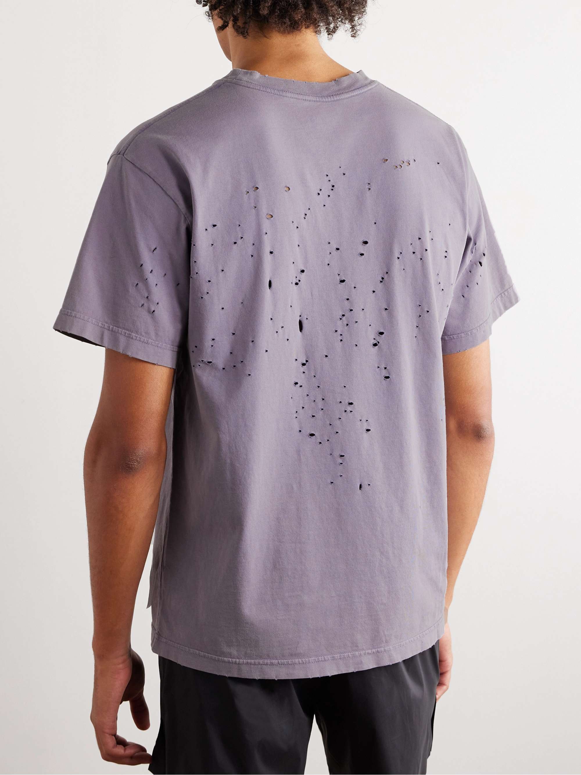 SATISFY Distressed Logo-Print MothTech Cotton-Jersey T-Shirt
