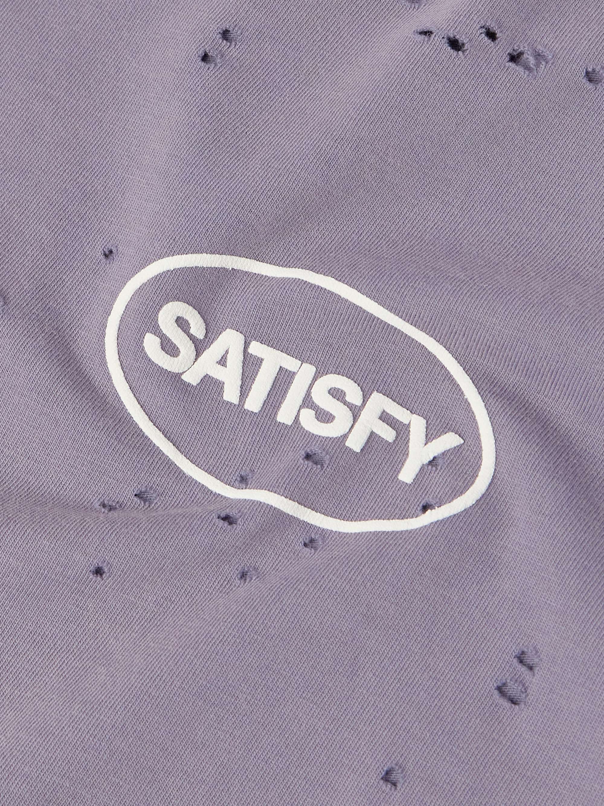 SATISFY Distressed Logo-Print MothTech Cotton-Jersey T-Shirt