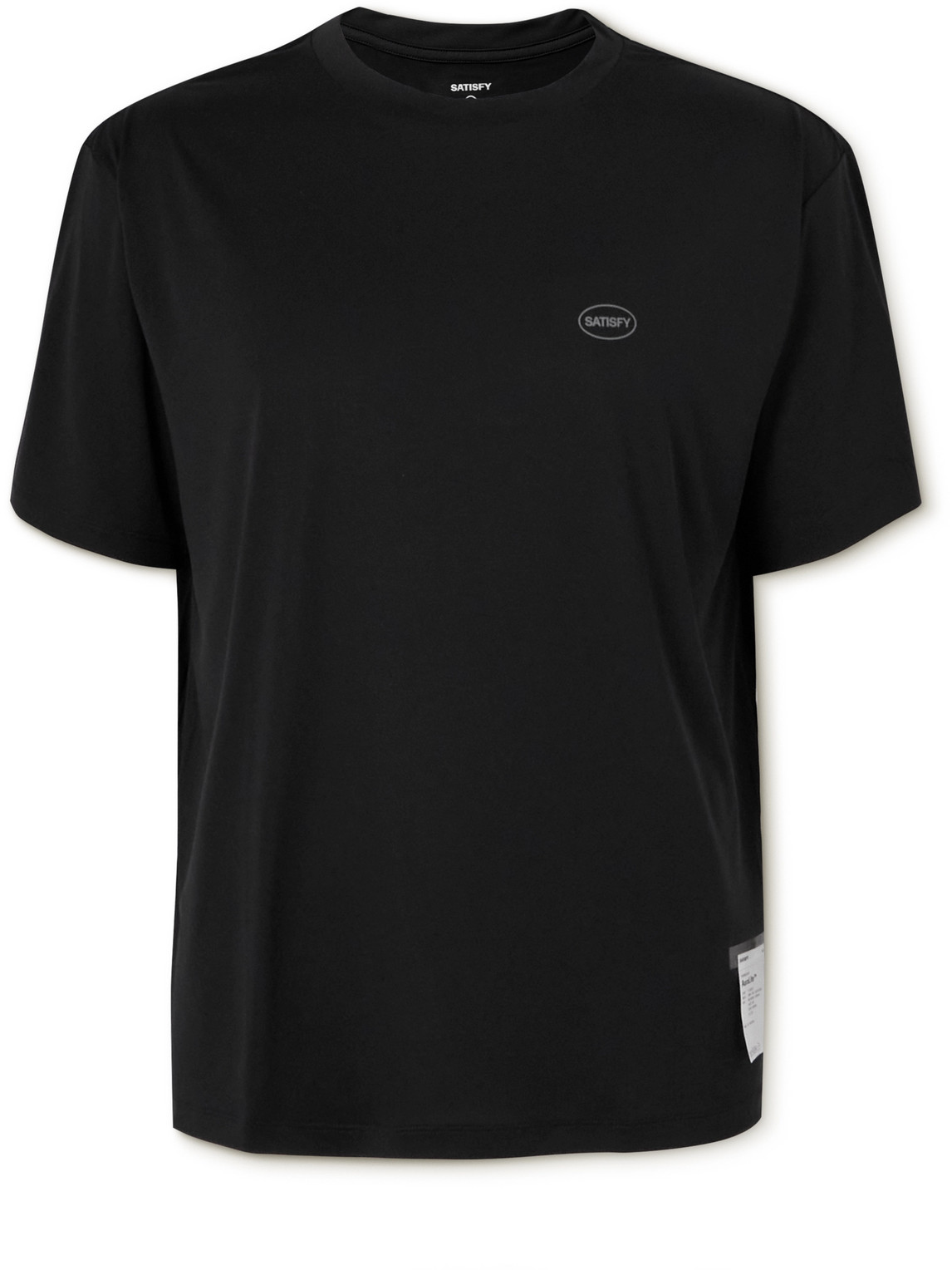 Satisfy Logo-print Appliquéd Recycled Auralite™ Jersey T-shirt In Black
