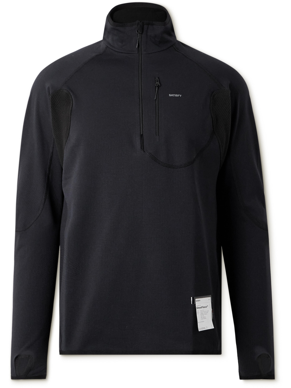 Satisfy Logo-print Ghostfleece™ Polartec®power Grid™ Half‑zip Sweatshirt In Black