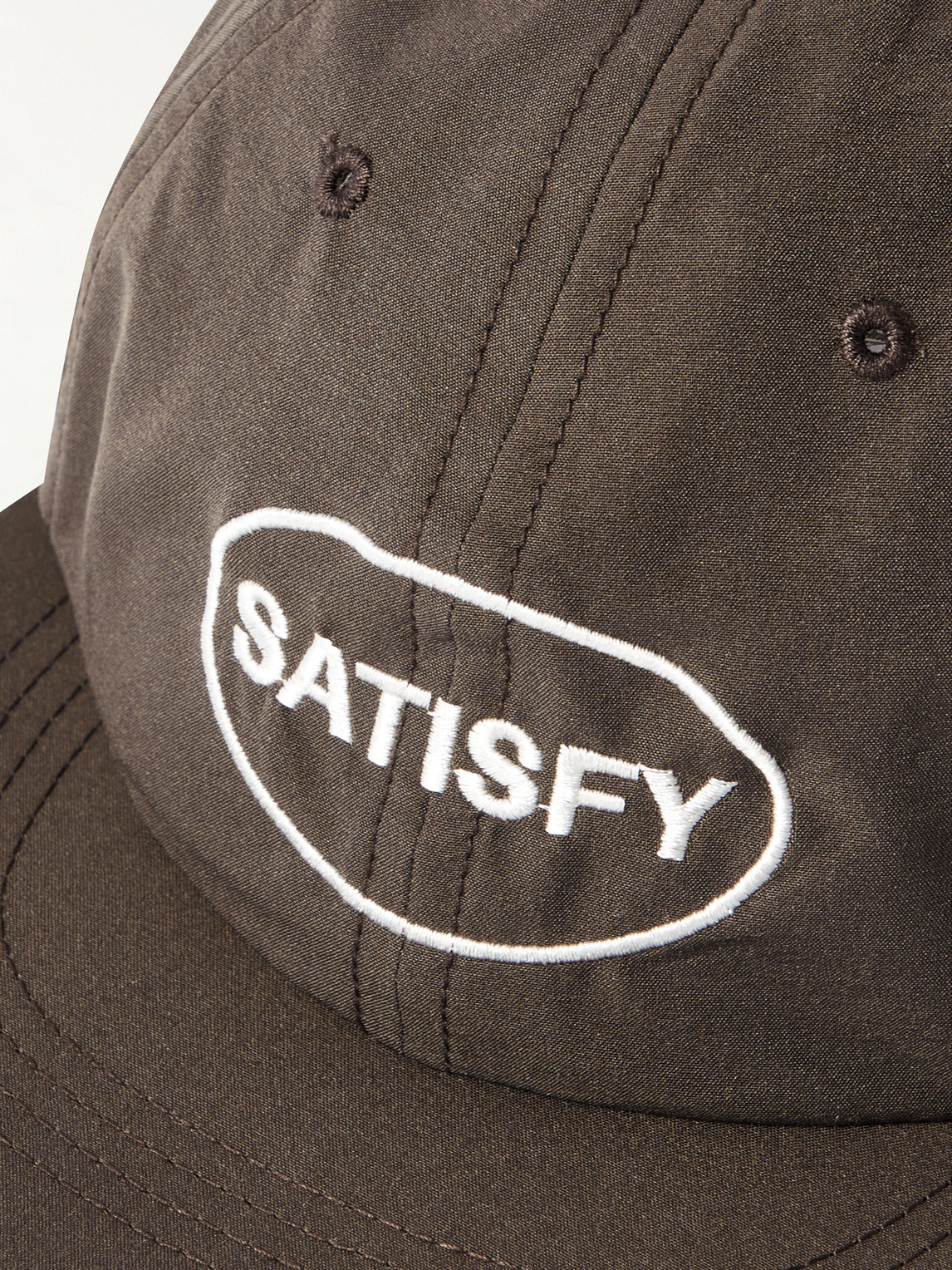 Shop Satisfy Logo-embroidered Peaceshell™ Cap In Brown