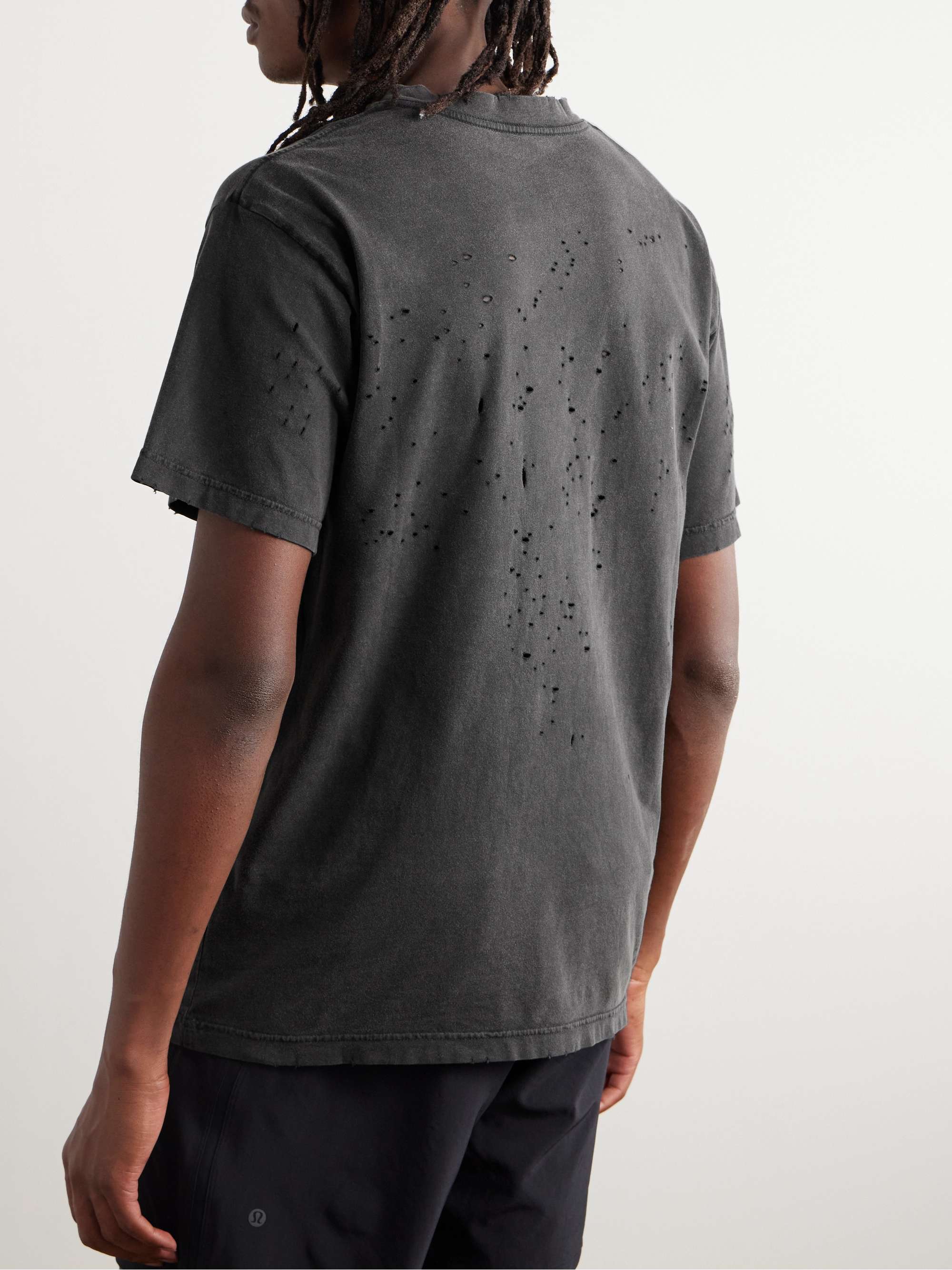 SATISFY Distressed Logo-Print MothTech Cotton-Jersey T-Shirt