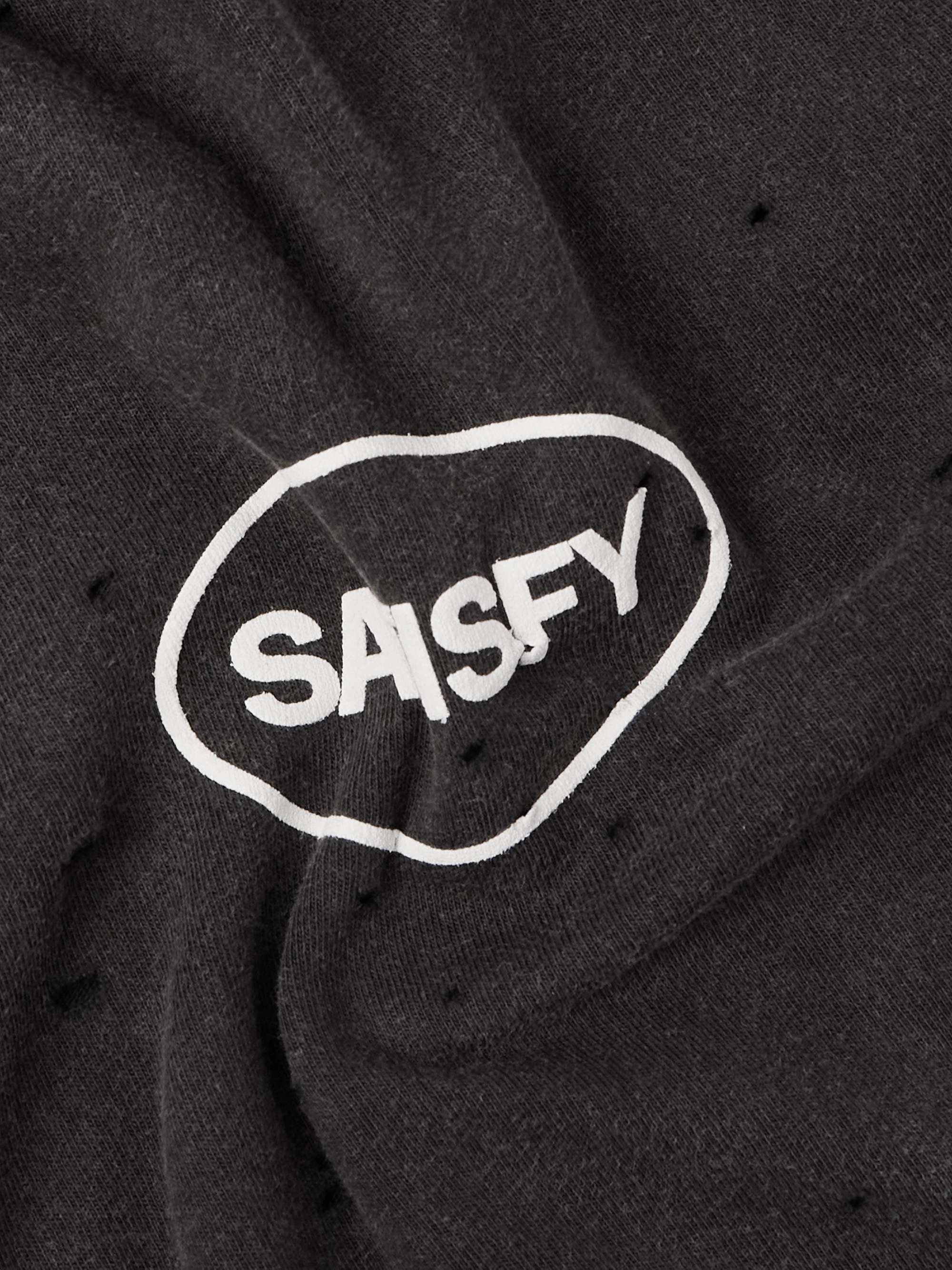 SATISFY Distressed Logo-Print MothTech Cotton-Jersey T-Shirt
