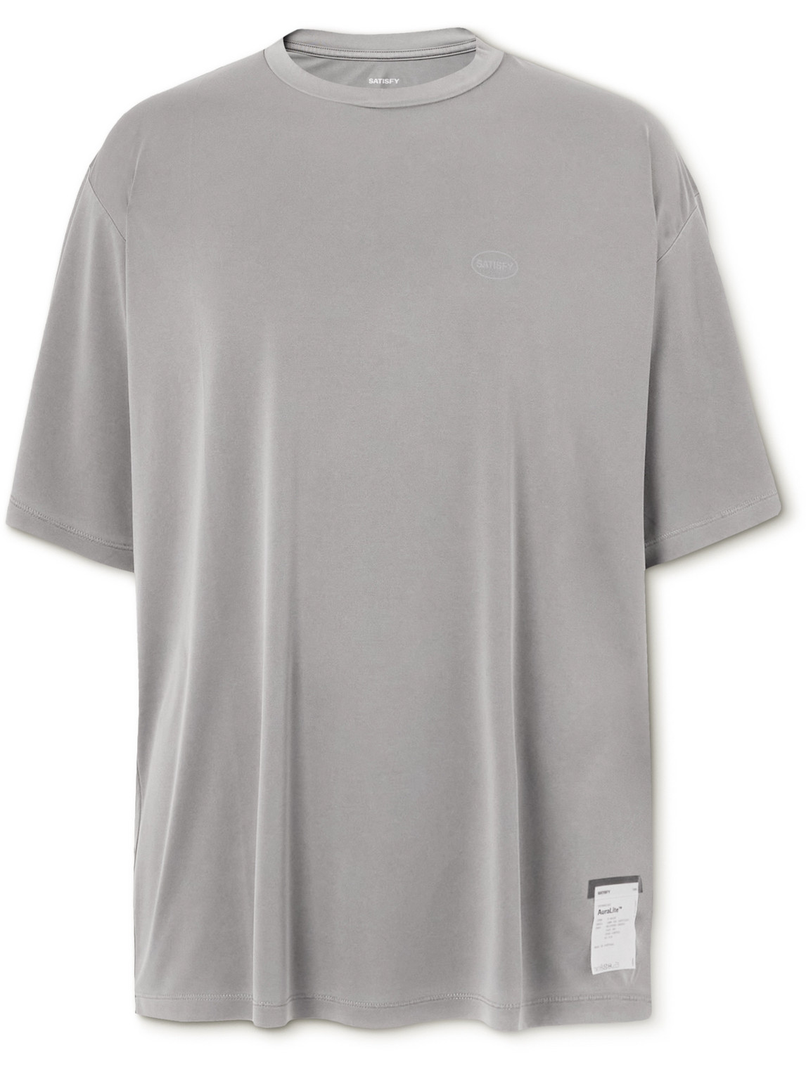 Satisfy Logo-print Appliquéd Recycled Auralite™ Jersey T-shirt In Gray