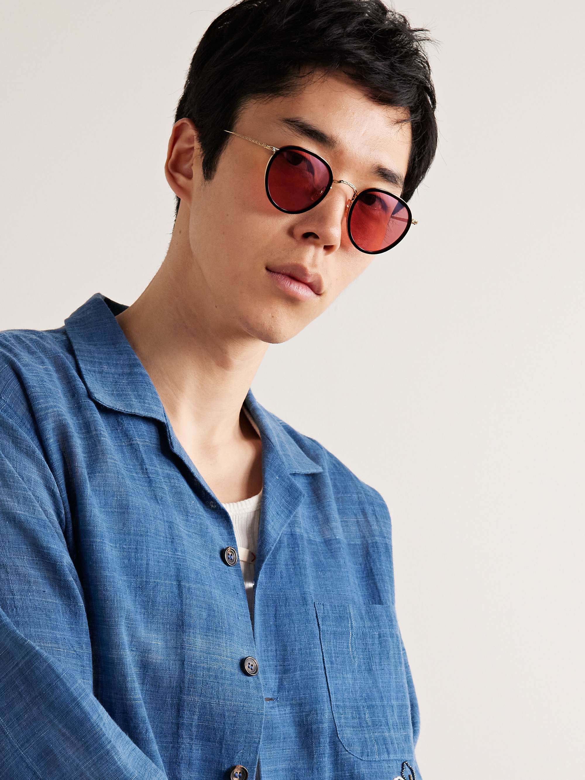 MP-2 Round-Frame Acetate and Gold-Tone Sunglasses