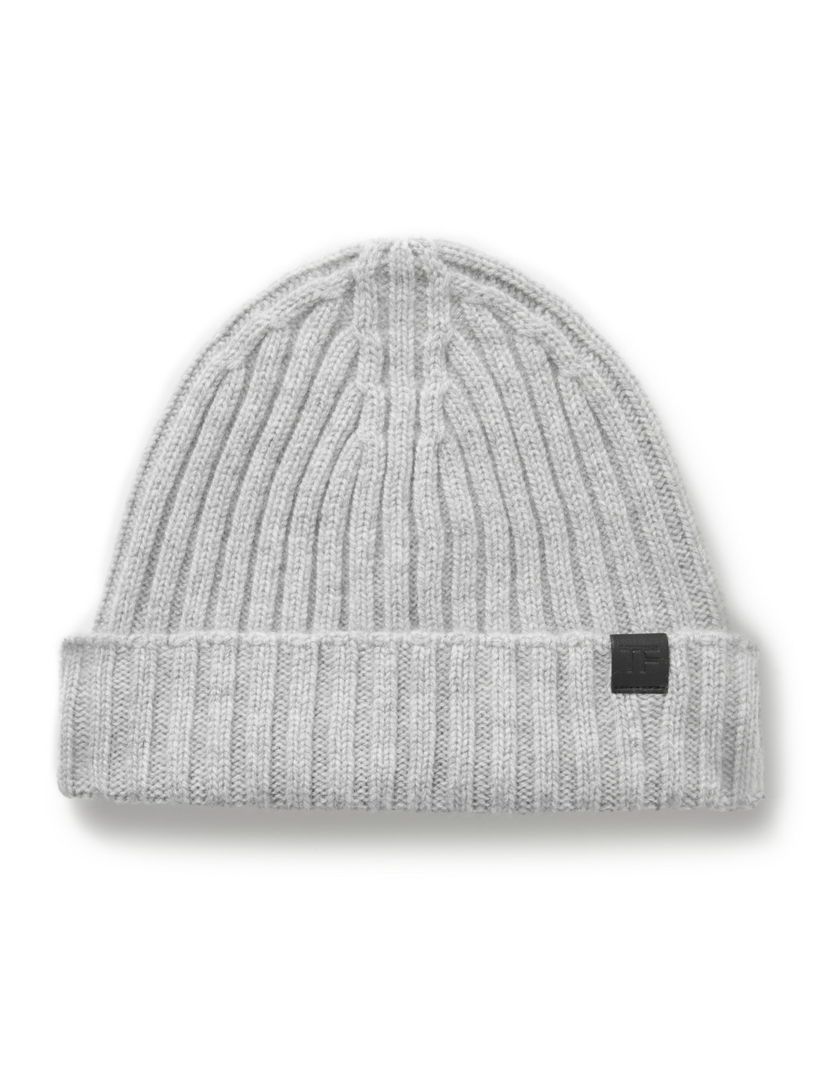 Tom Ford Ribbed Cashmere Beanie In Gray