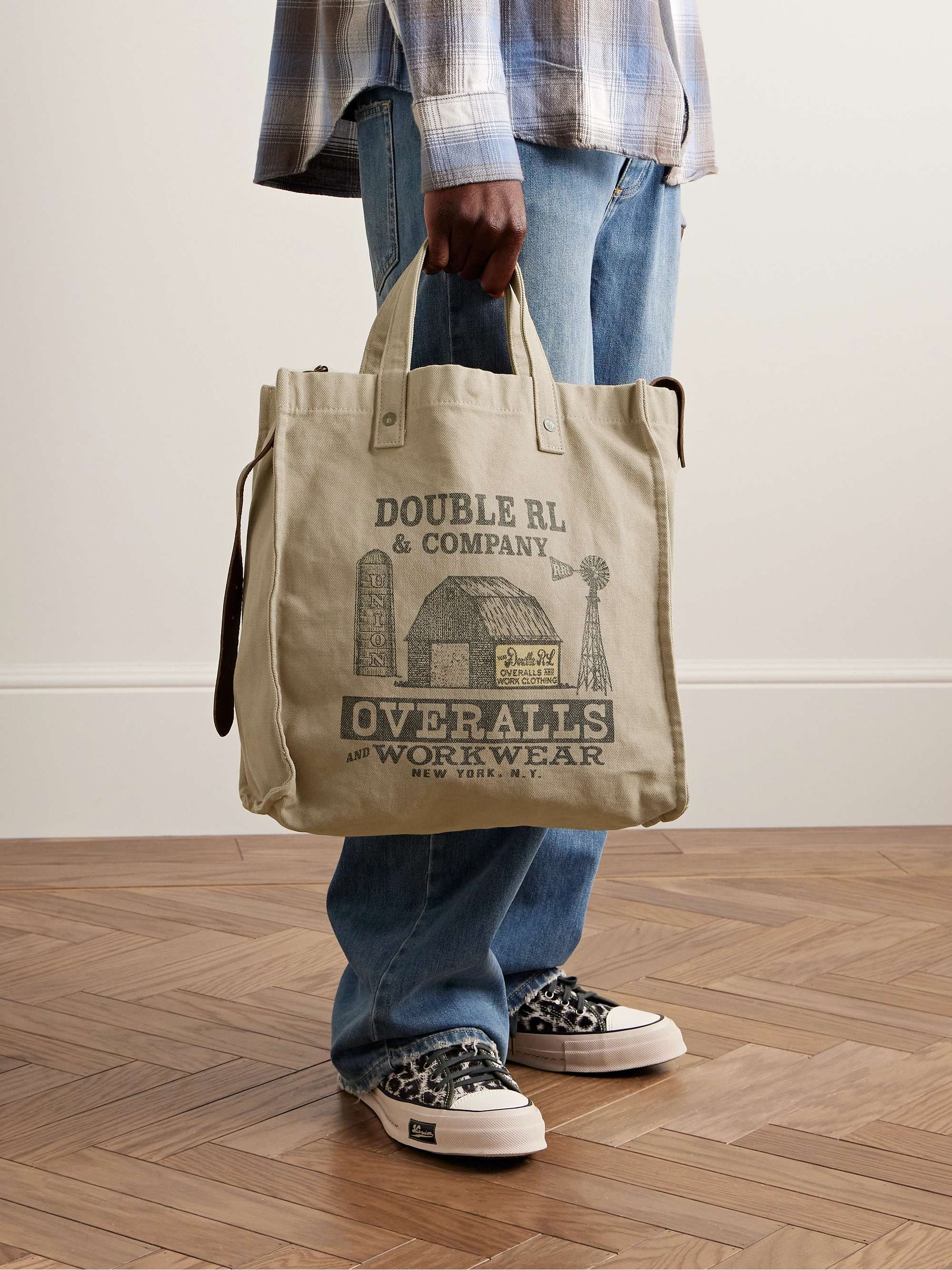 RRL Men's Leather-trimmed Logo-Print Tote Bag