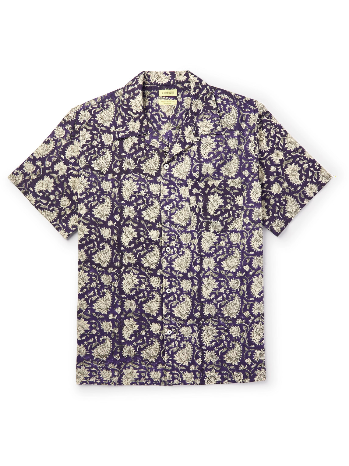 DE BONNE FACTURE CAMP-COLLAR PRINTED COTTON-GAUZE SHIRT