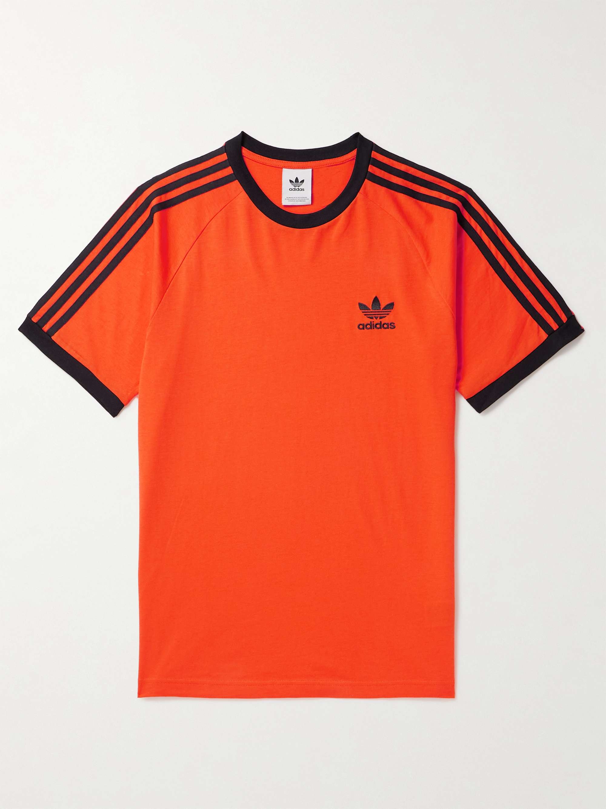 ADIDAS ORIGINALS Logo-Embroidered Striped Cotton-Jersey T-Shirt for Men ...