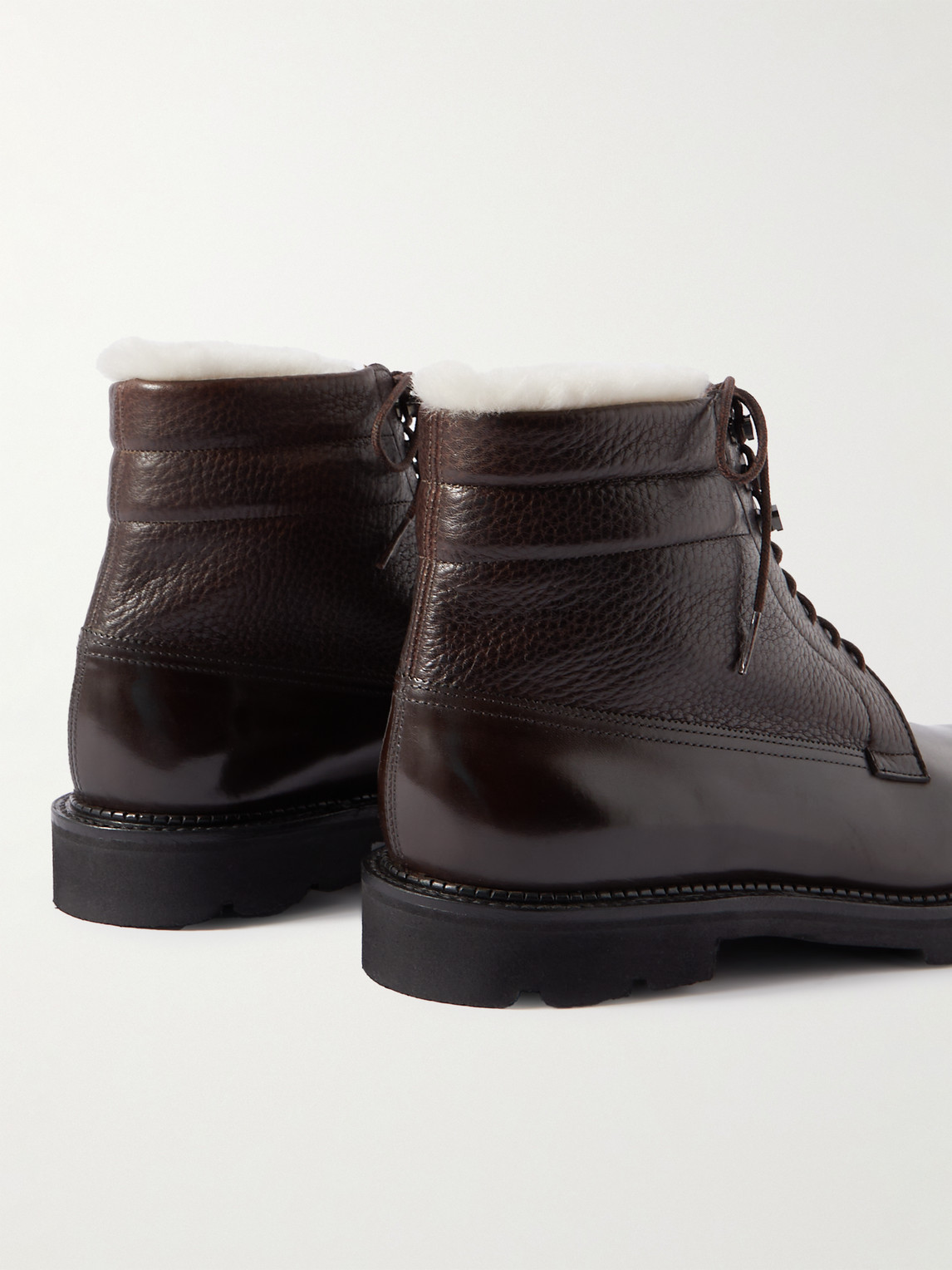 Shop John Lobb Alder Shearling-lined Leather Boots In Brown